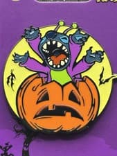 Stitch in Pumpkin Halloween Pin front