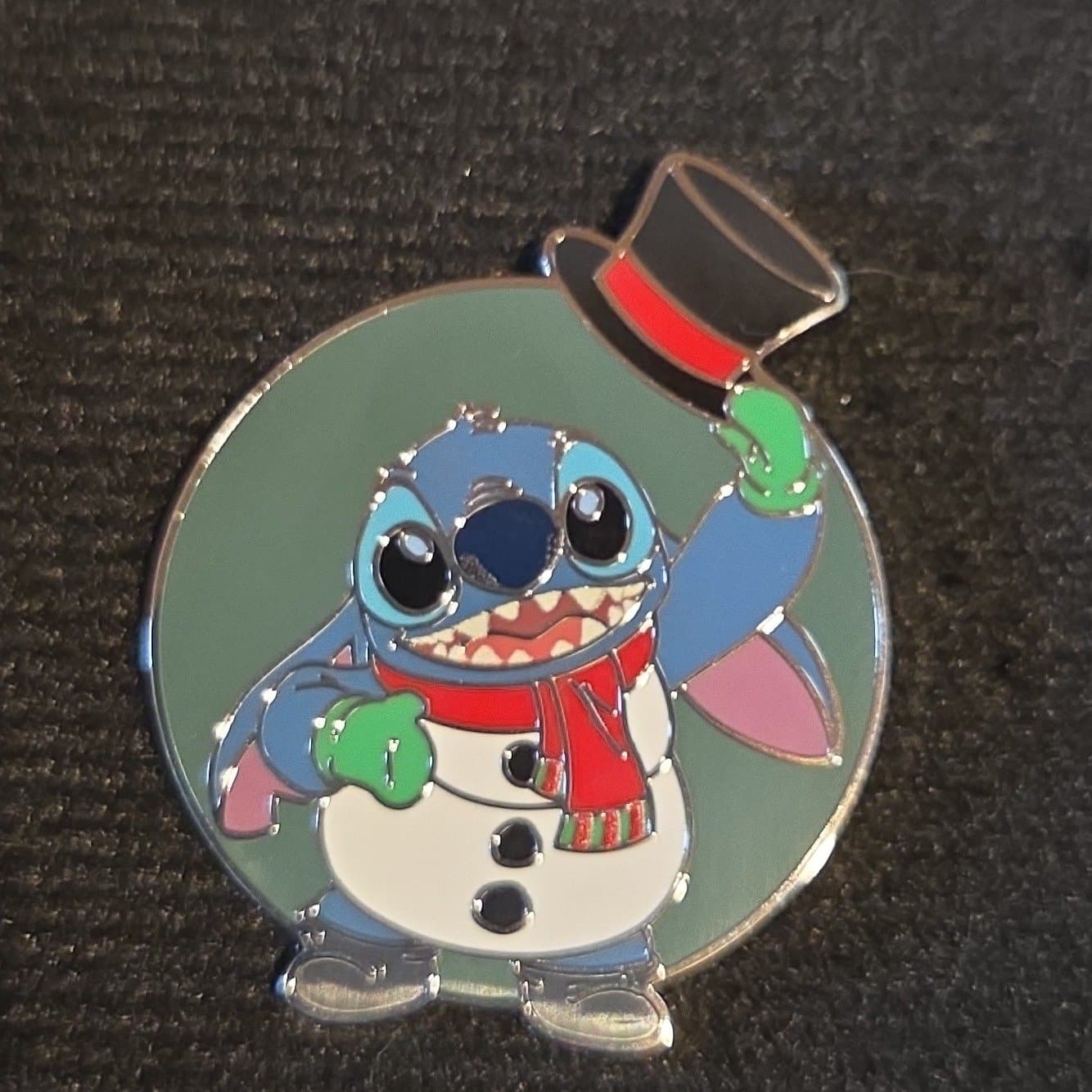 Stitch Snowman with Top Hat - Merry Stitchmas Mystery Pin Set front