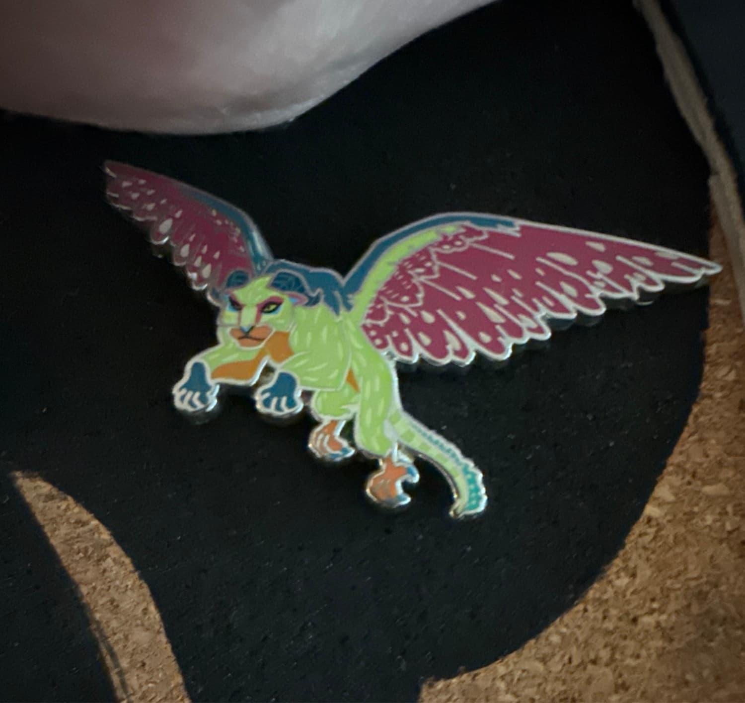 Stylized Winged Feline Creature Fantasy Pin