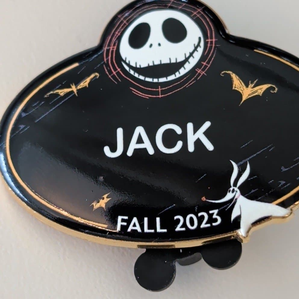 Disney Employee Center Seasonal Nametags Jack Skellington Fall 2023 Pin front