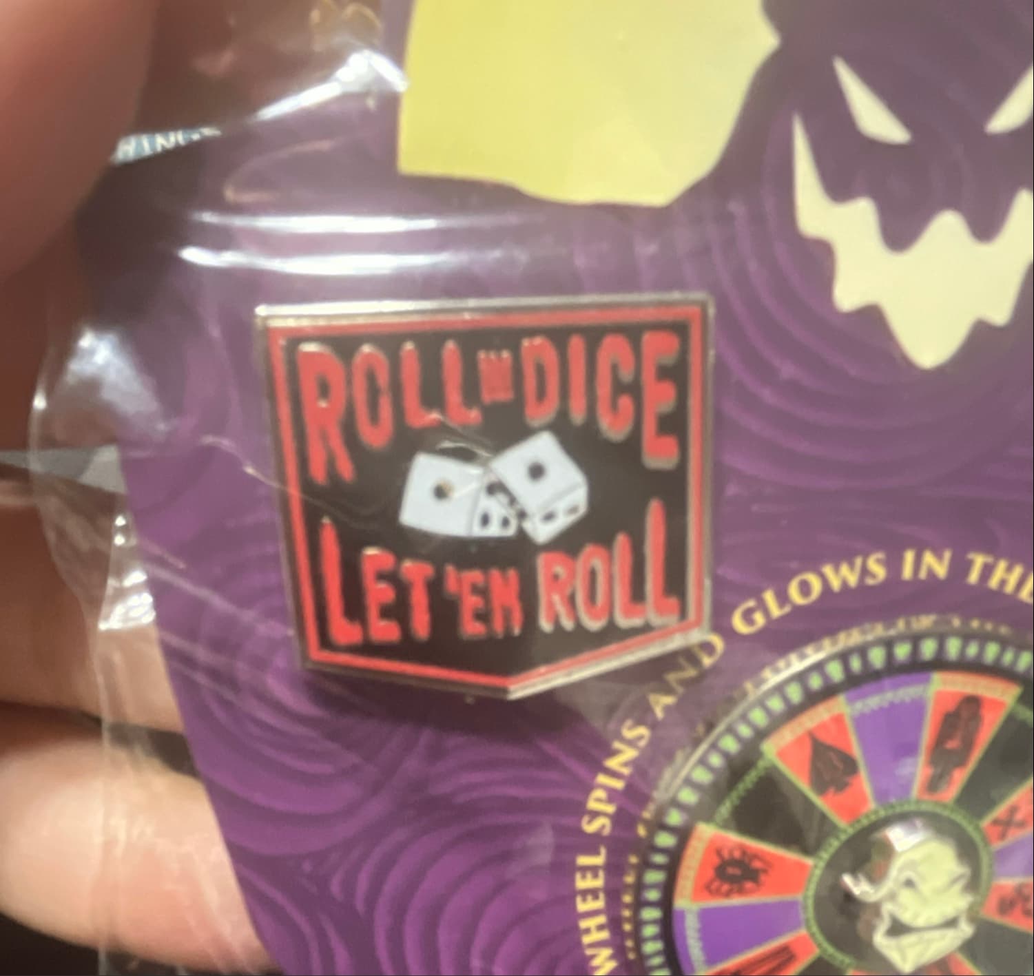 Roll the Dice Let 'Em Roll- Nightmare Before Christmas Pin front