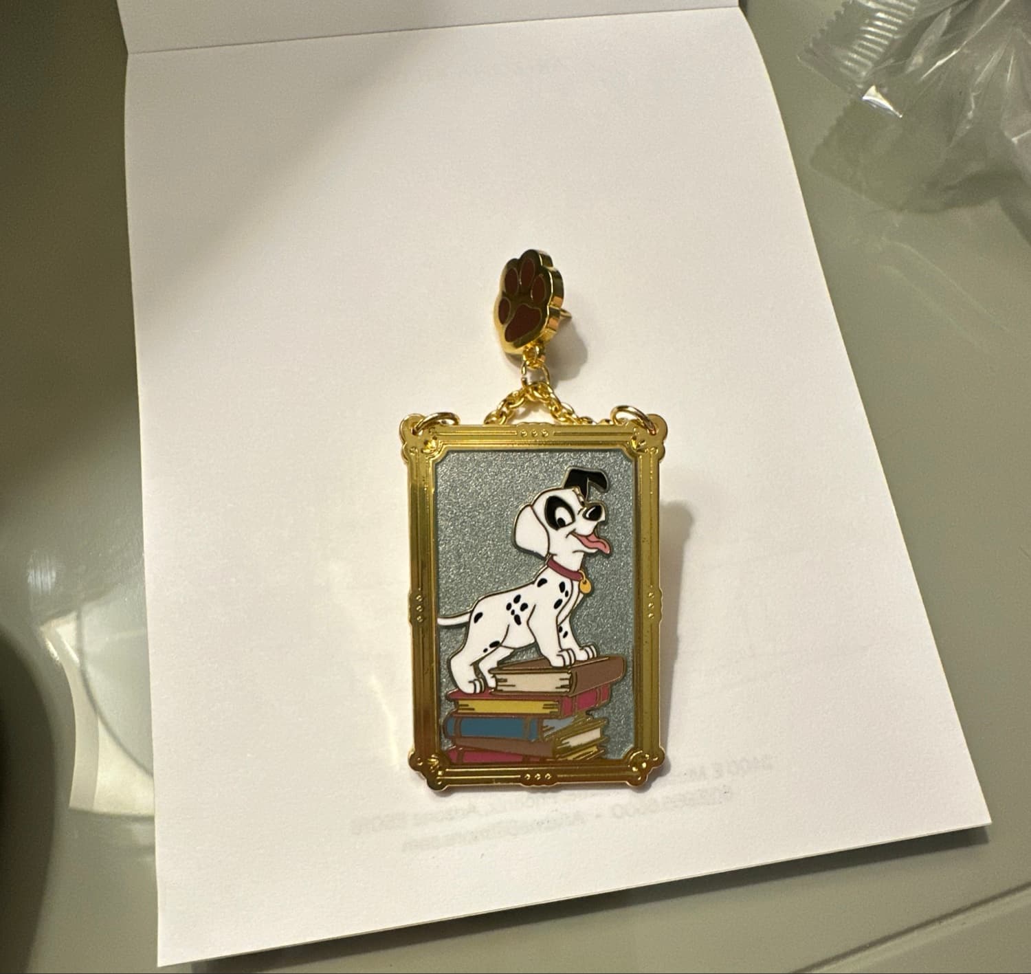 Patch on Books Picture Frame Photo 101 Dalmatians BoxLunch Dangle Disney Pin