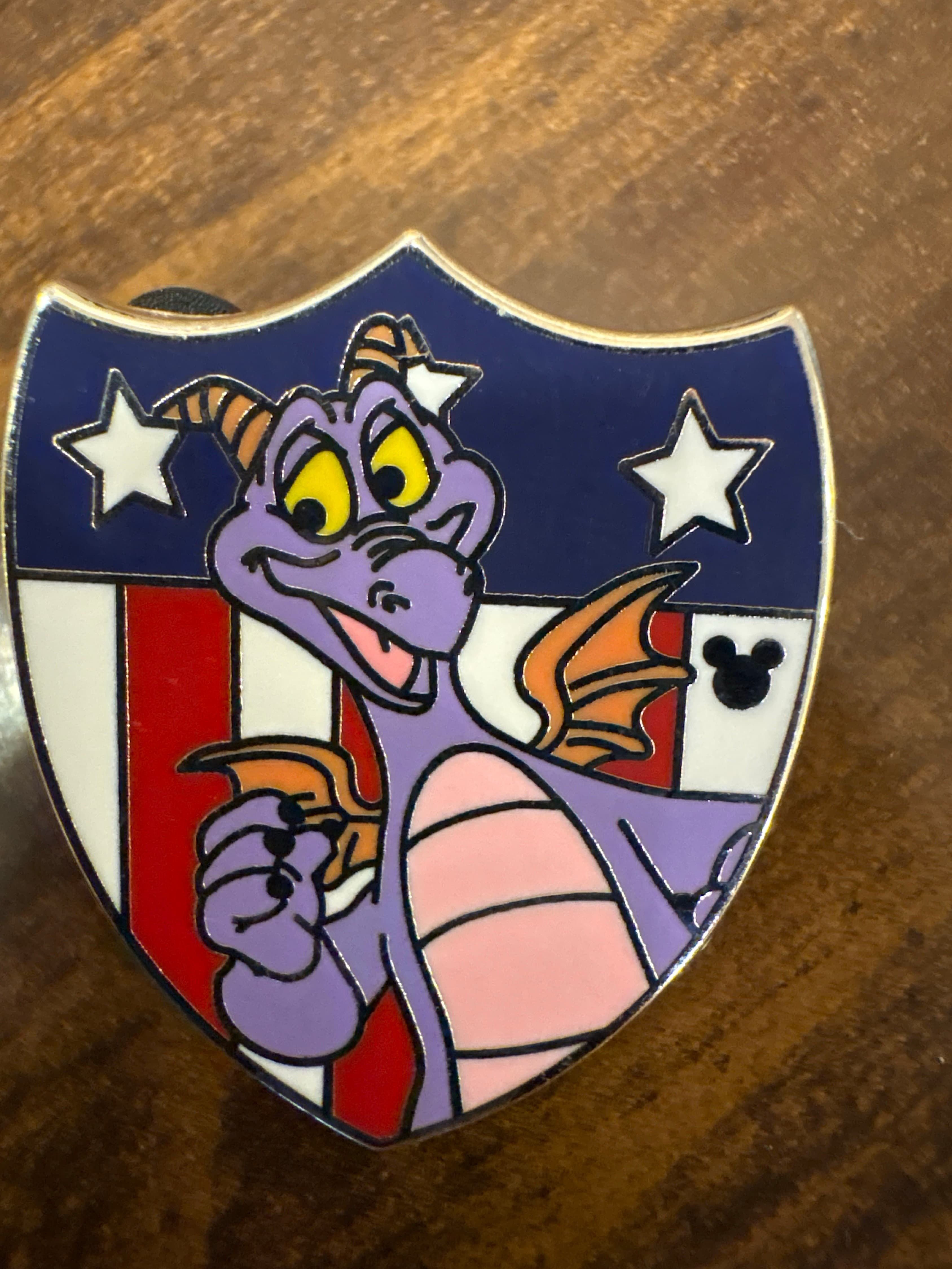 Figment American Flag Shield Pin front