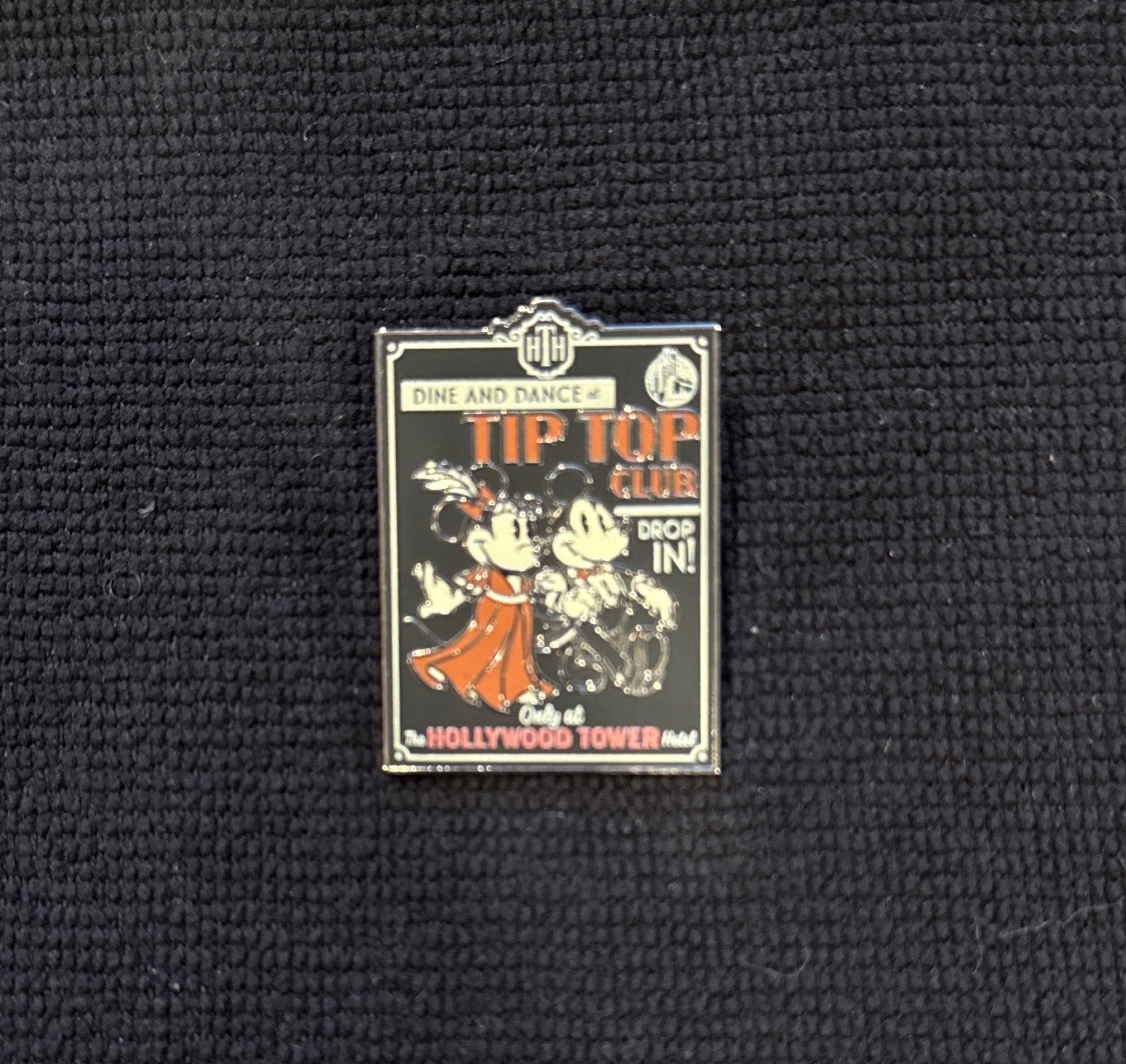 Mickey and Minnie Tip Top Club Dine and Dance Hollywood Tower Hotel Pin front