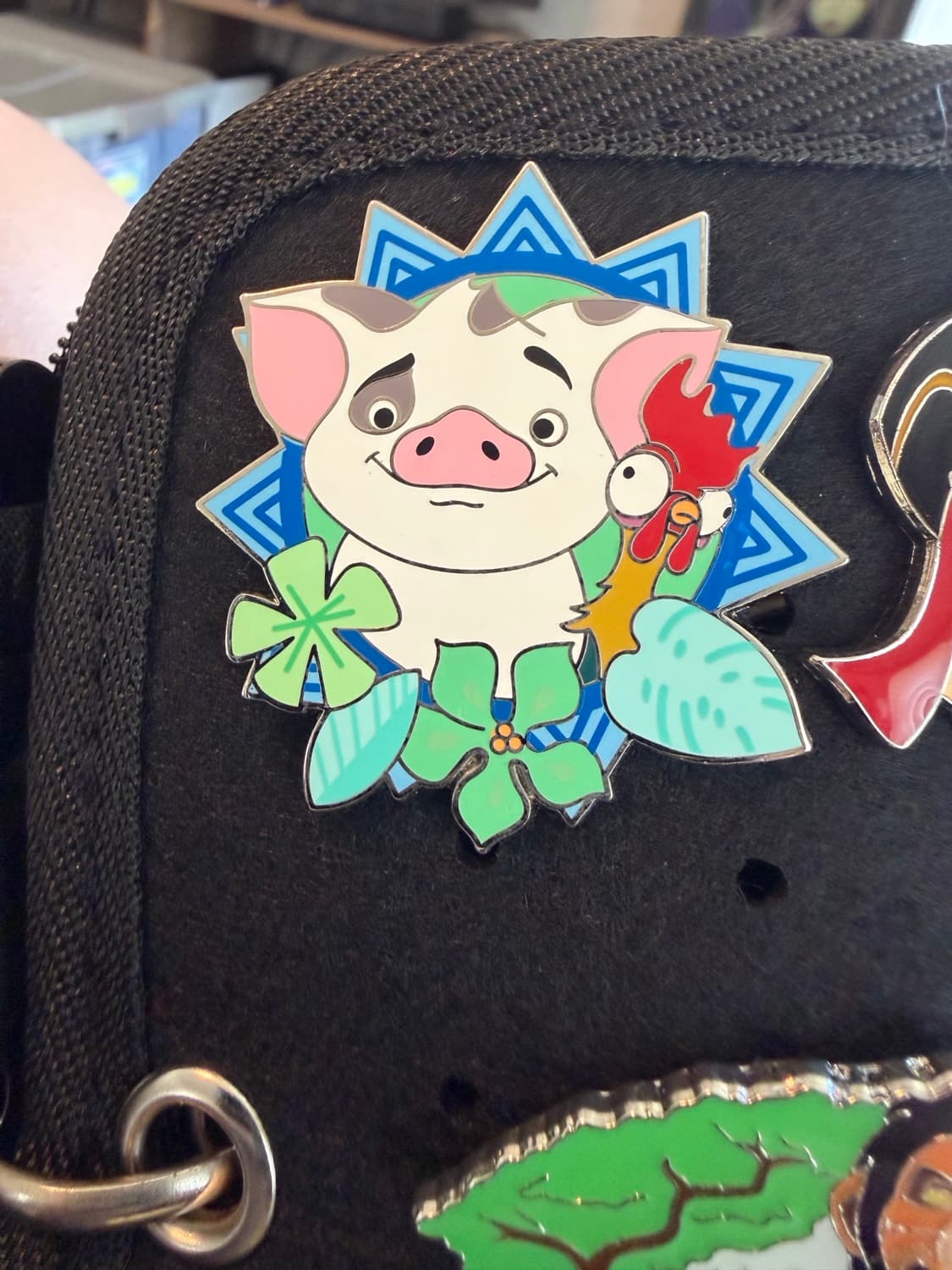 Moana Pua and Hei Hei Floral Frame Pin