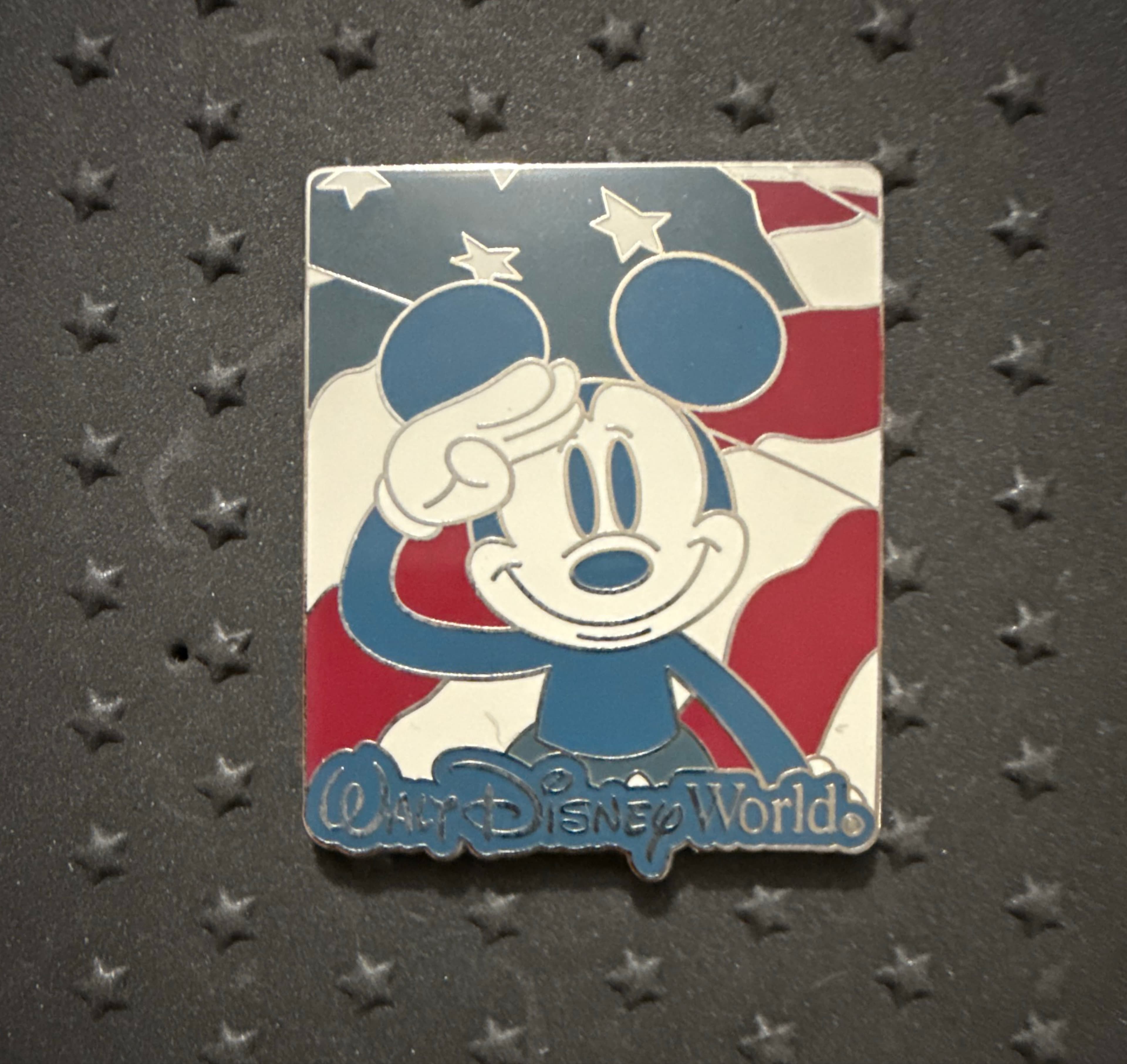 Mickey Mouse Saluting with the American Flag Behind Him front