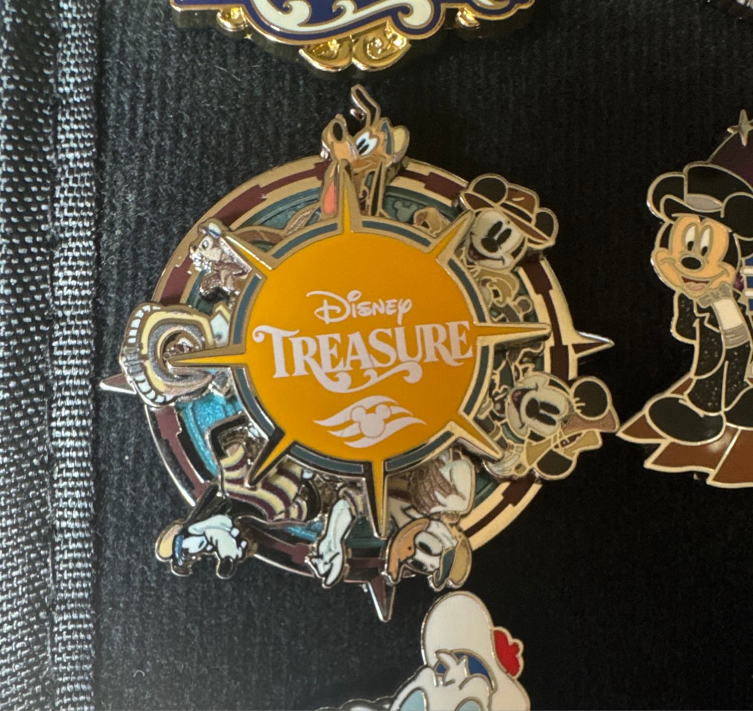 Disney Treasure Cruise Line Character Compass Spinner Pin front