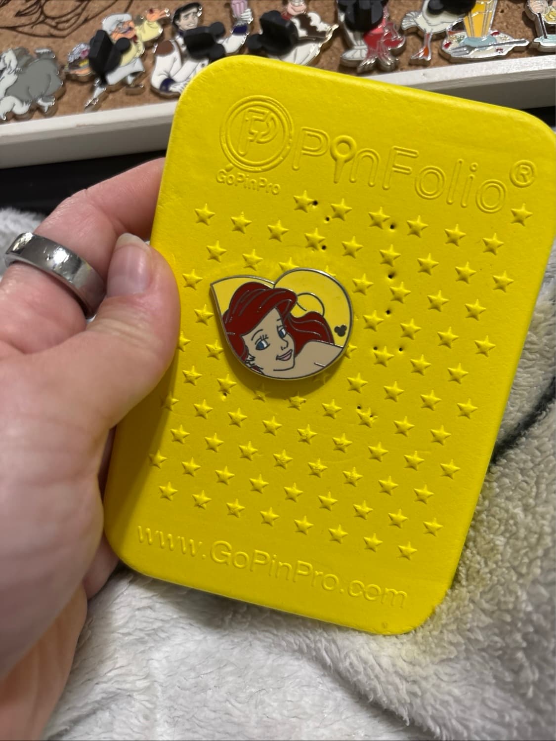 Ariel Hidden Mickey Pin 2 of 6 (Yellow Background)