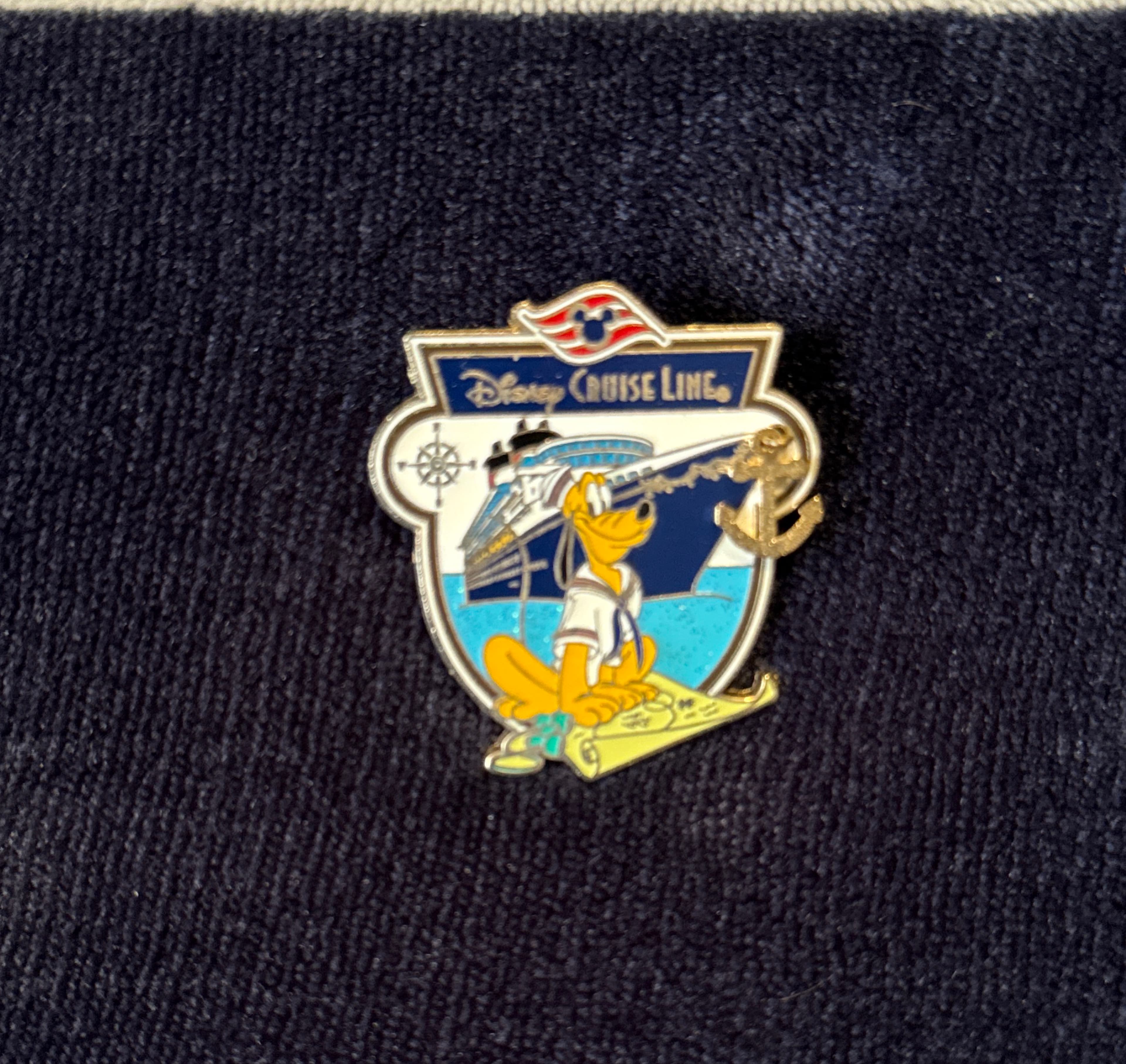 Pluto Sitting on Map with Ship - Disney Cruise Line