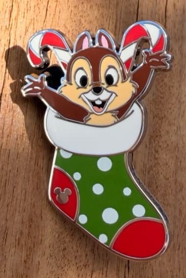 Chip in Christmas Stocking with Candy Canes front