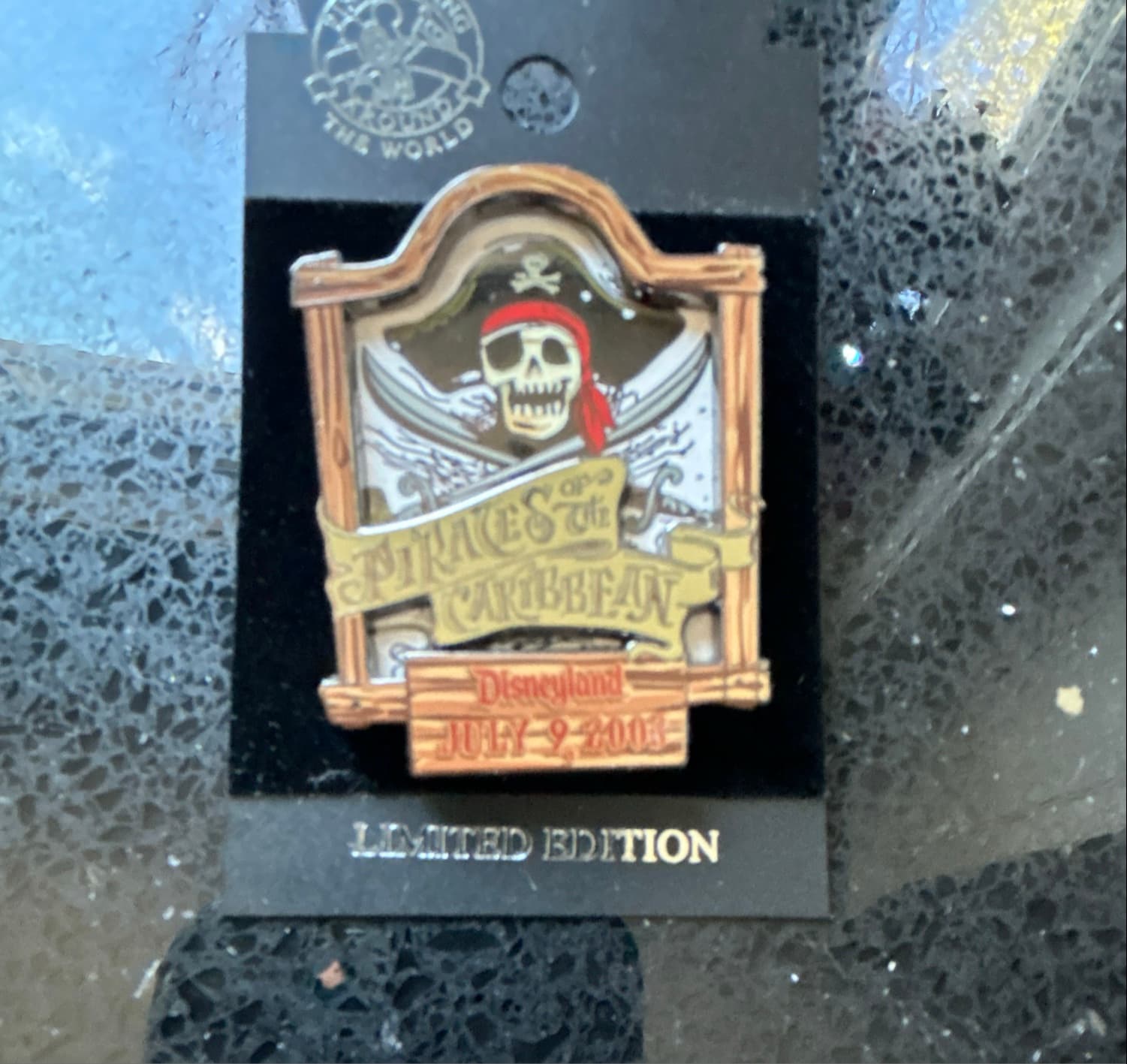 Disneyland Pirates of the Caribbean Event Skull with Crossed Swords Logo Limited Edition Pin front