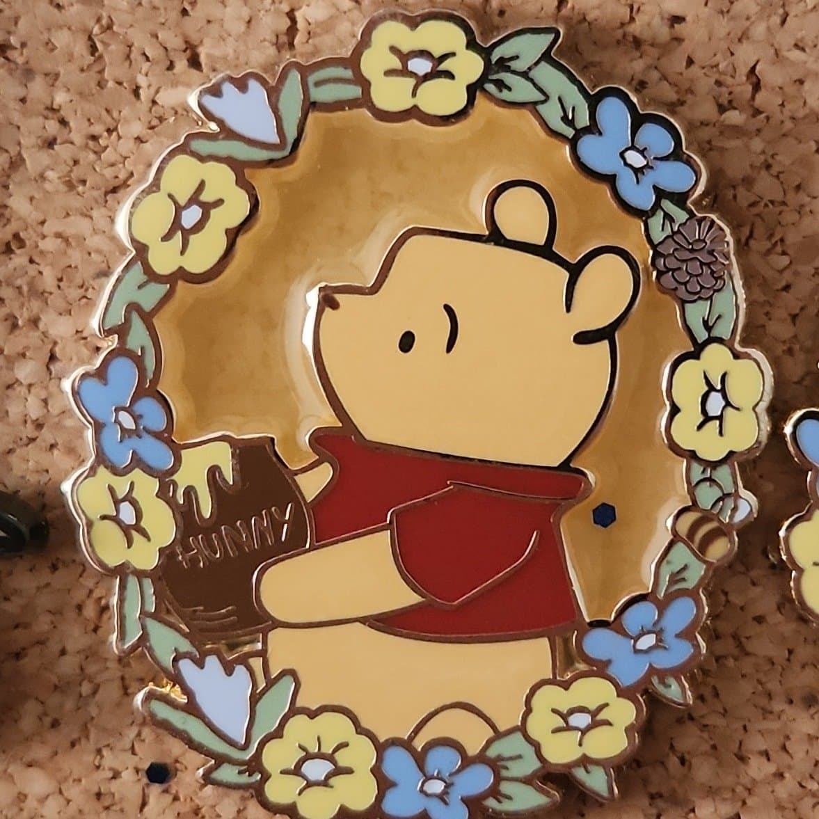 Disney Winnie the Pooh Pooh with Flowers Layered Enamel Pin