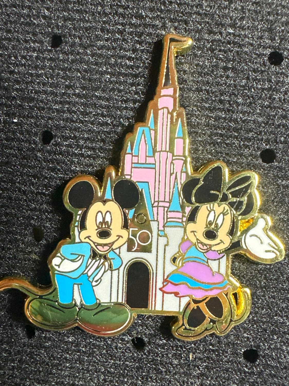 Walt Disney World 50th Anniversary Mickey and Minnie Mouse Pin front