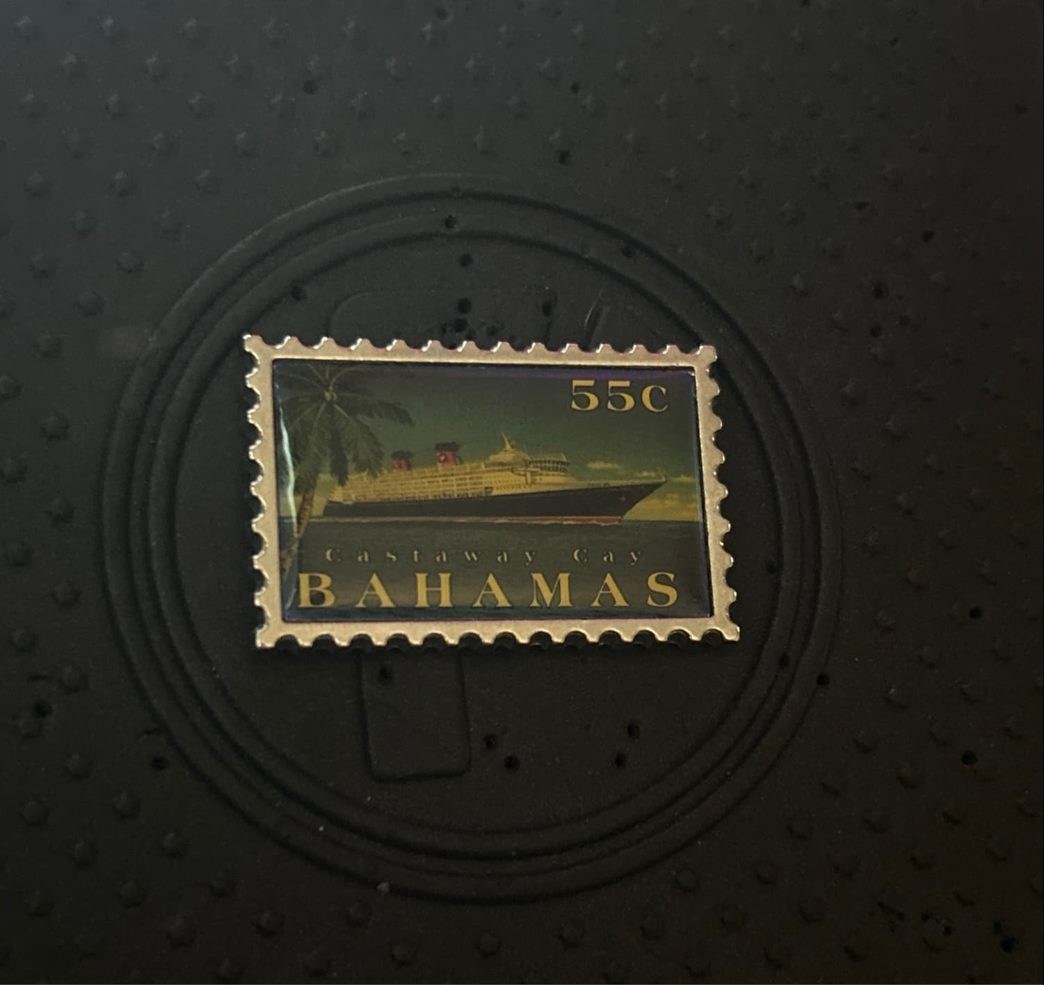 Disney Magic Cruise Line Ship 55c Bahamas Postal Stamp Castaway Cay Pin