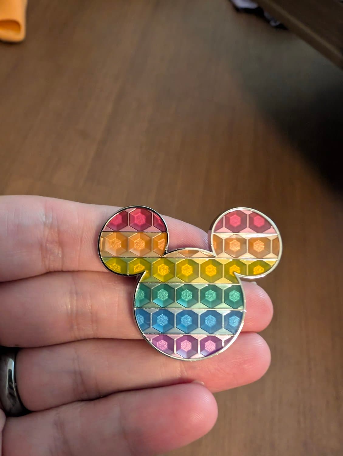 Disney Pride Mickey Mouse Icon Jeweled Rainbow Pin