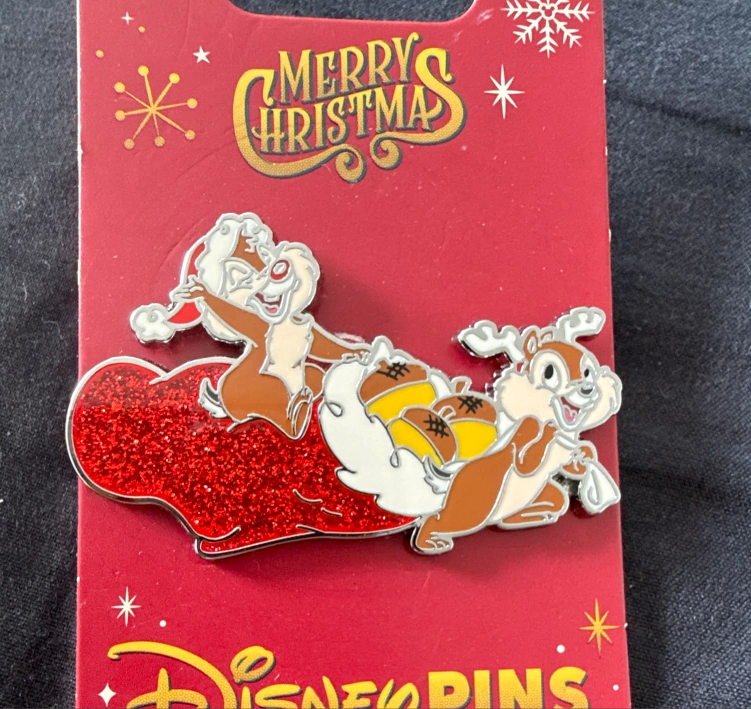 Disney Chip 'n Dale Merry Christmas Santa & Reindeer Sleigh Pin