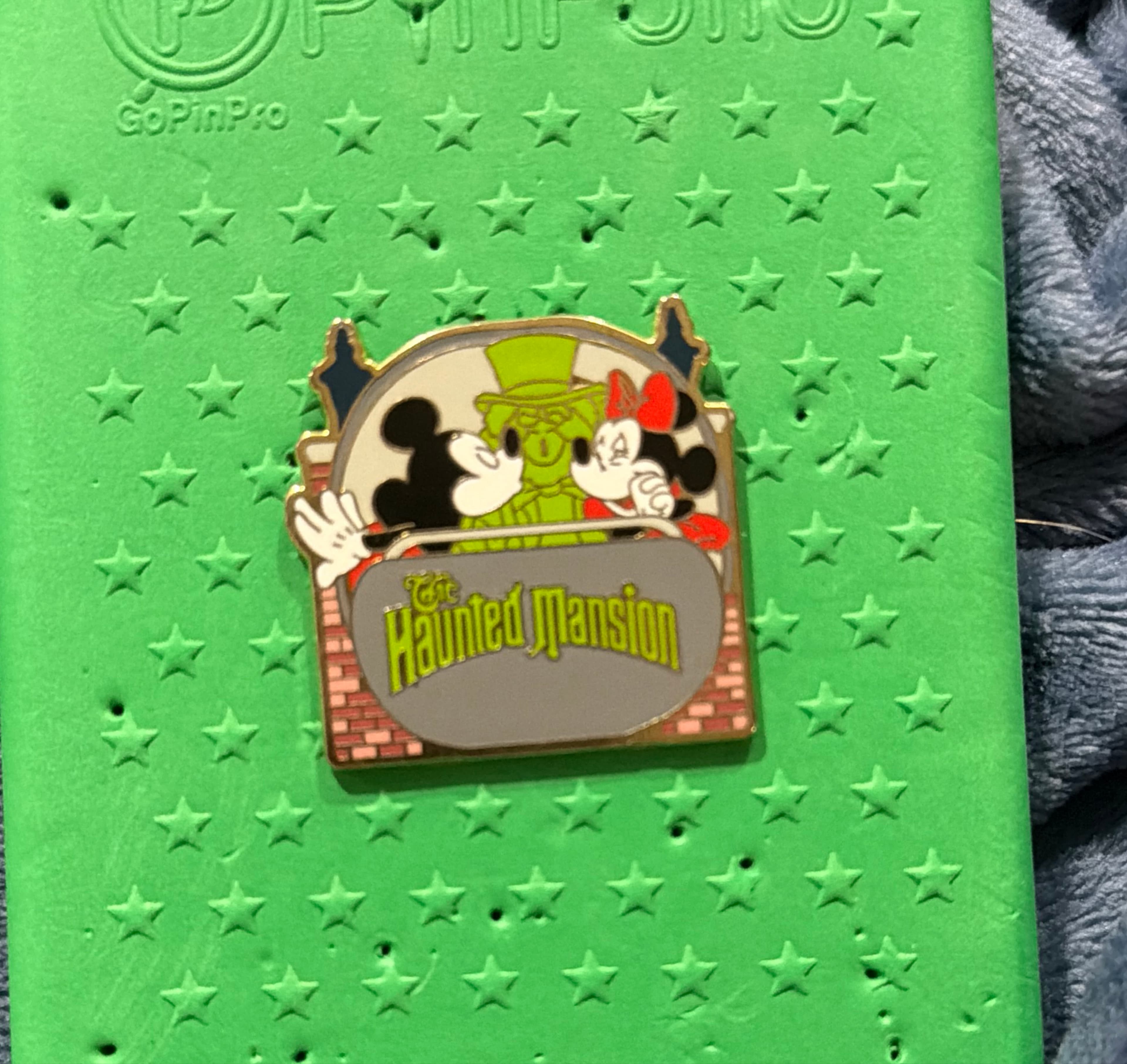 Mickey and Minnie Mouse with Hatbox Ghost - The Haunted Mansion Sign