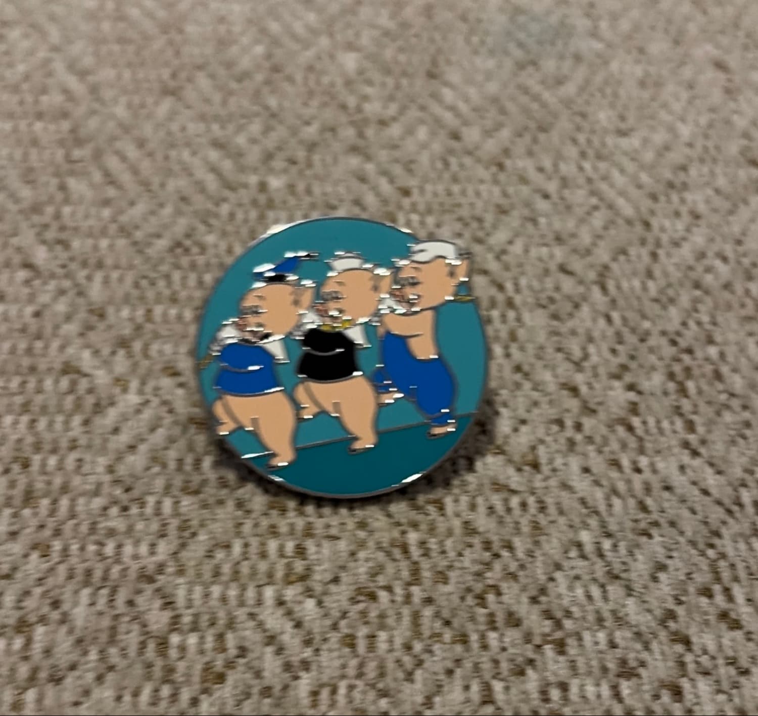 Silly Symphony The Three Little Pigs Vintage Cloisonne Pin front