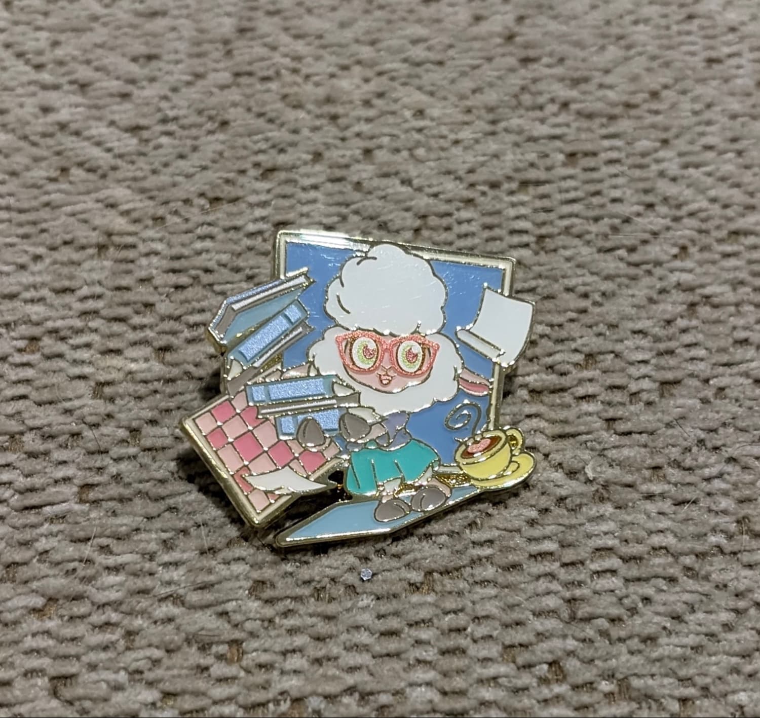 Loungefly Disney Stylized Sheep with Books and Coffee Pin