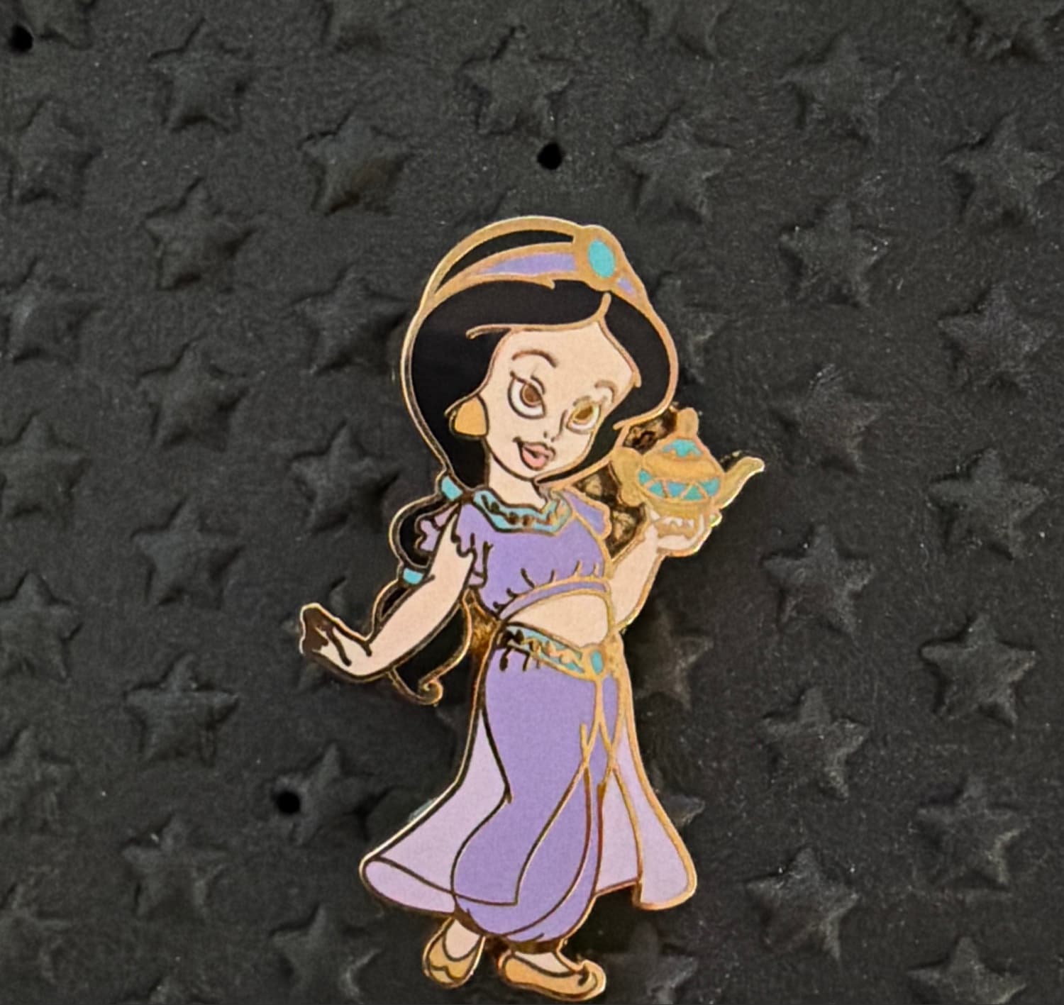 Young Princess Jasmine Holding Genie Lamp Pin