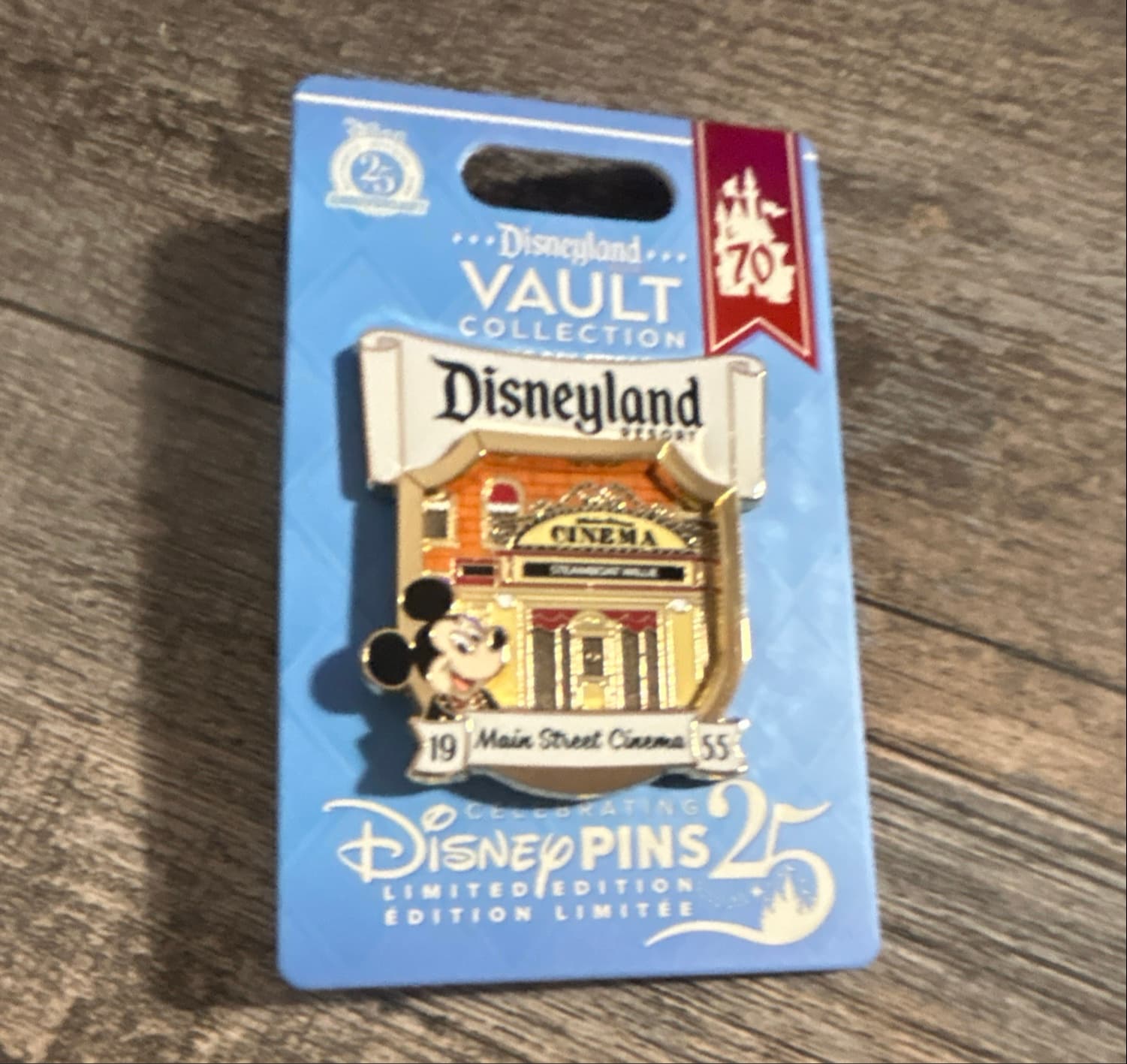 Disneyland Resort 70th Anniversary Vault Collection Main Street Cinema Mickey Mouse Pin
