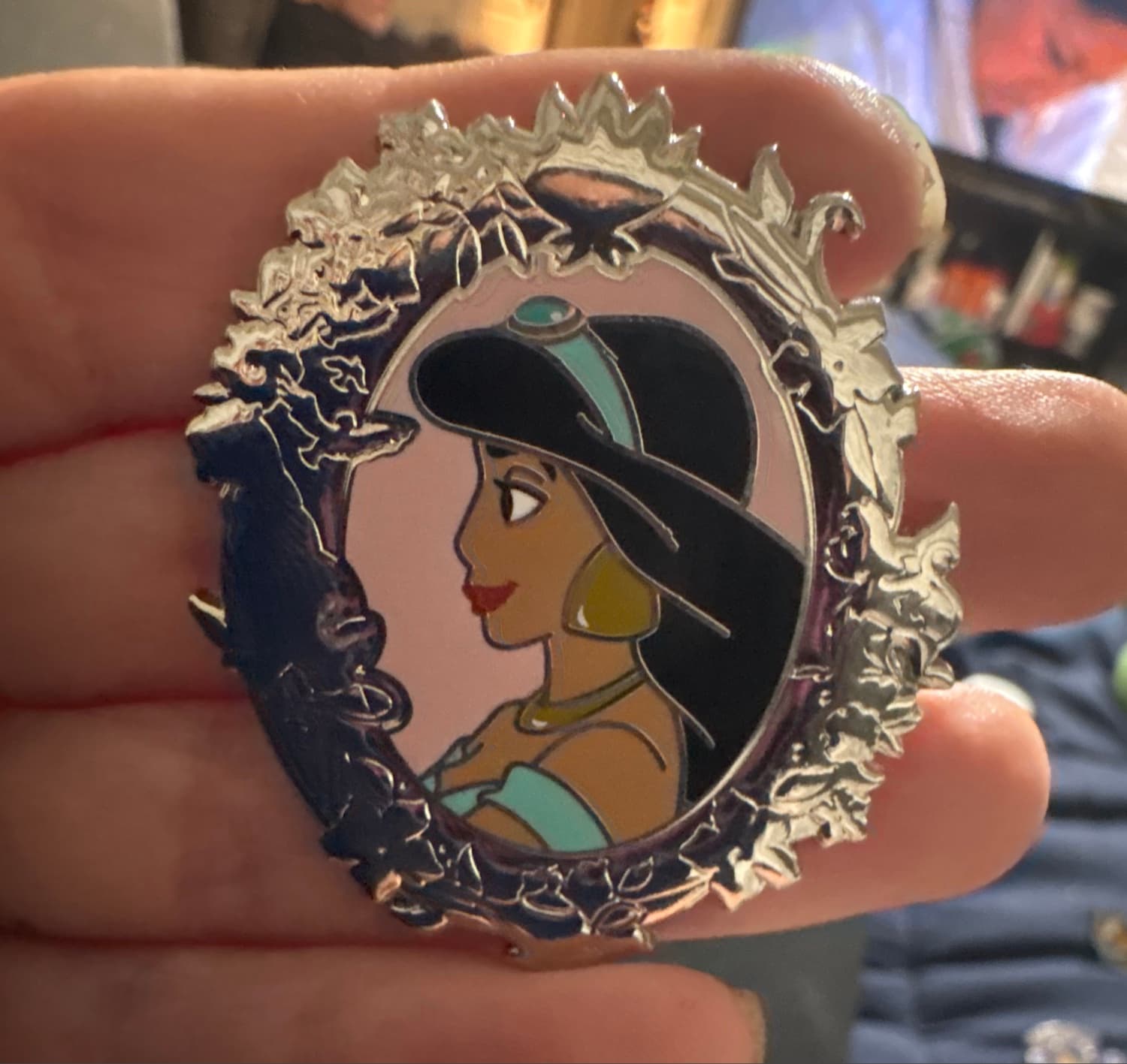 Disney Parks Princess Portrait Silver Frame Jasmine Pin