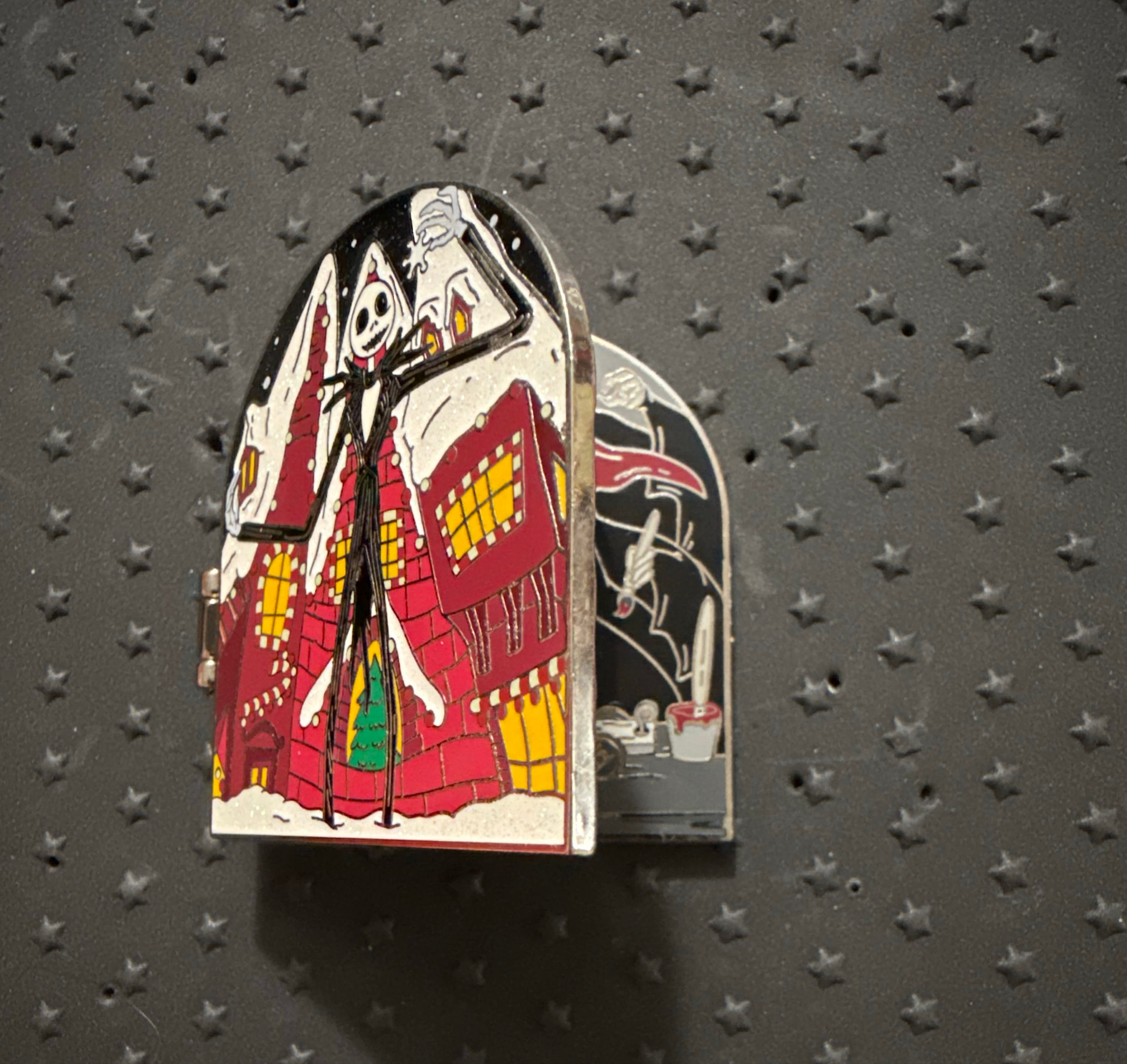 Jack Skellington (Sandy Claws) Christmas Town Hinged Pin with Quill and Ink Pot front