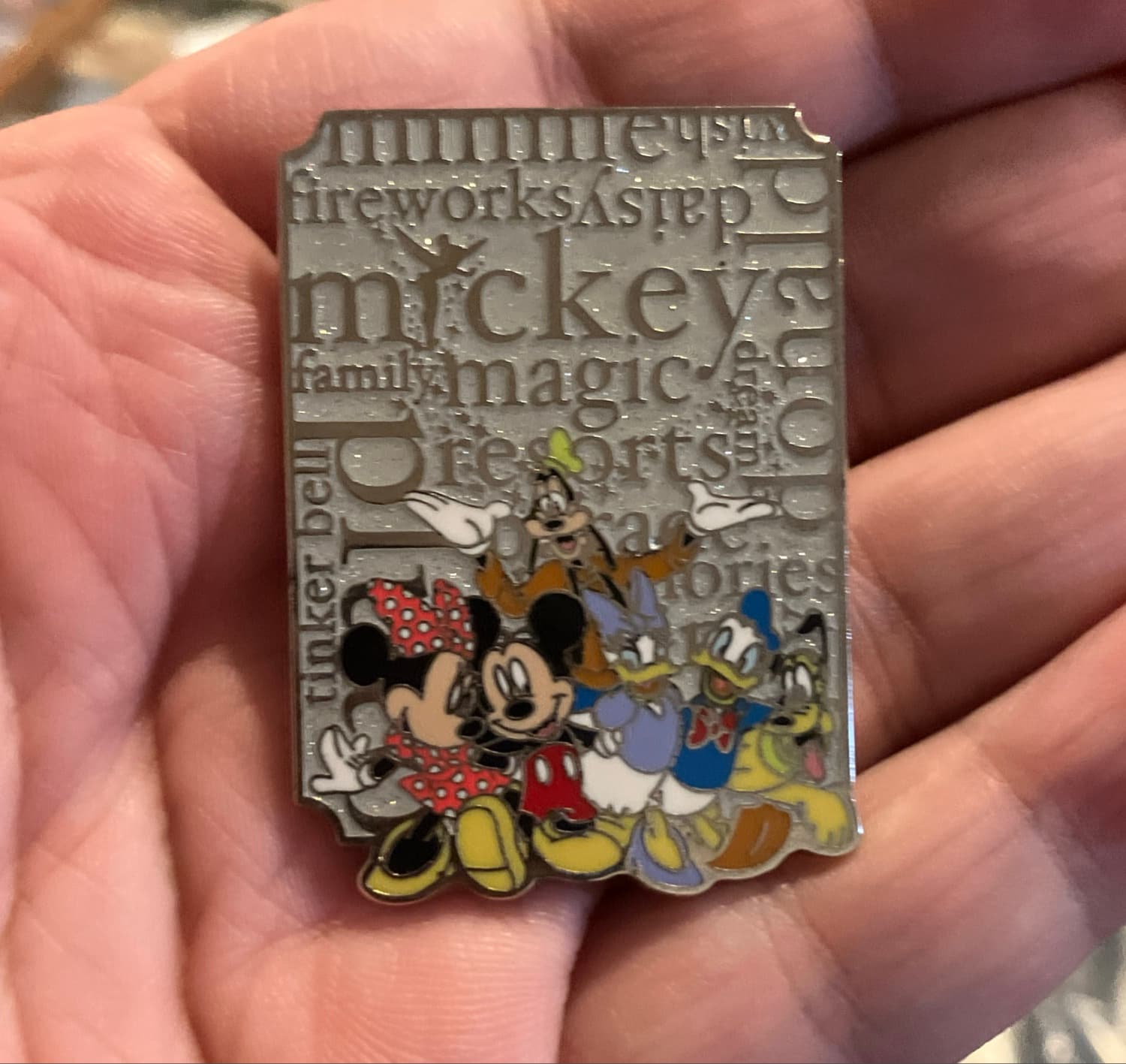 Mickey and Friends Word Cloud Glitter Pin