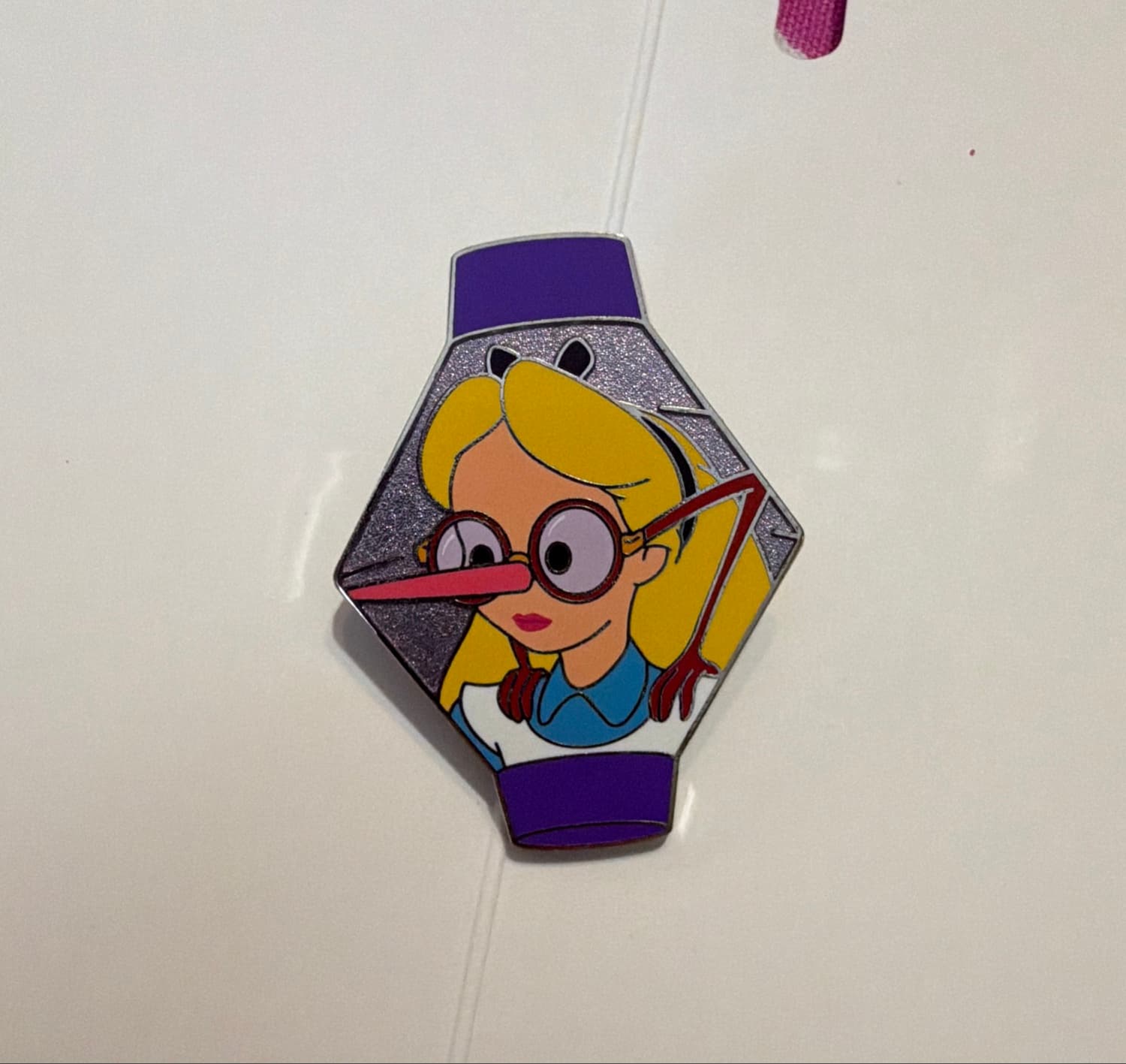 Alice in Wonderland with Pinocchio Nose and Glasses in Inkwell