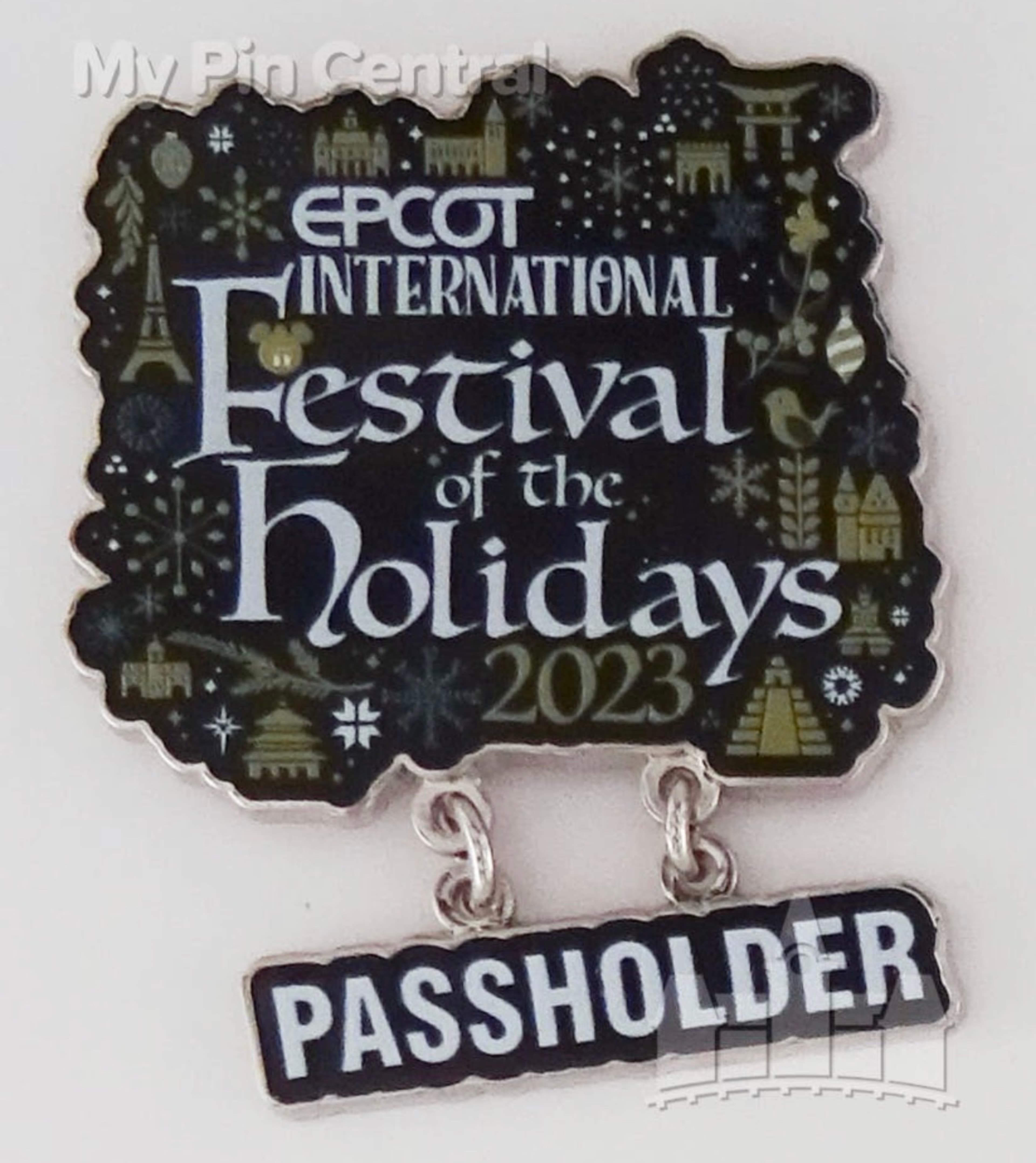 EPCOT International Festival of the Holidays 2023 Passholder Dangle Pin front