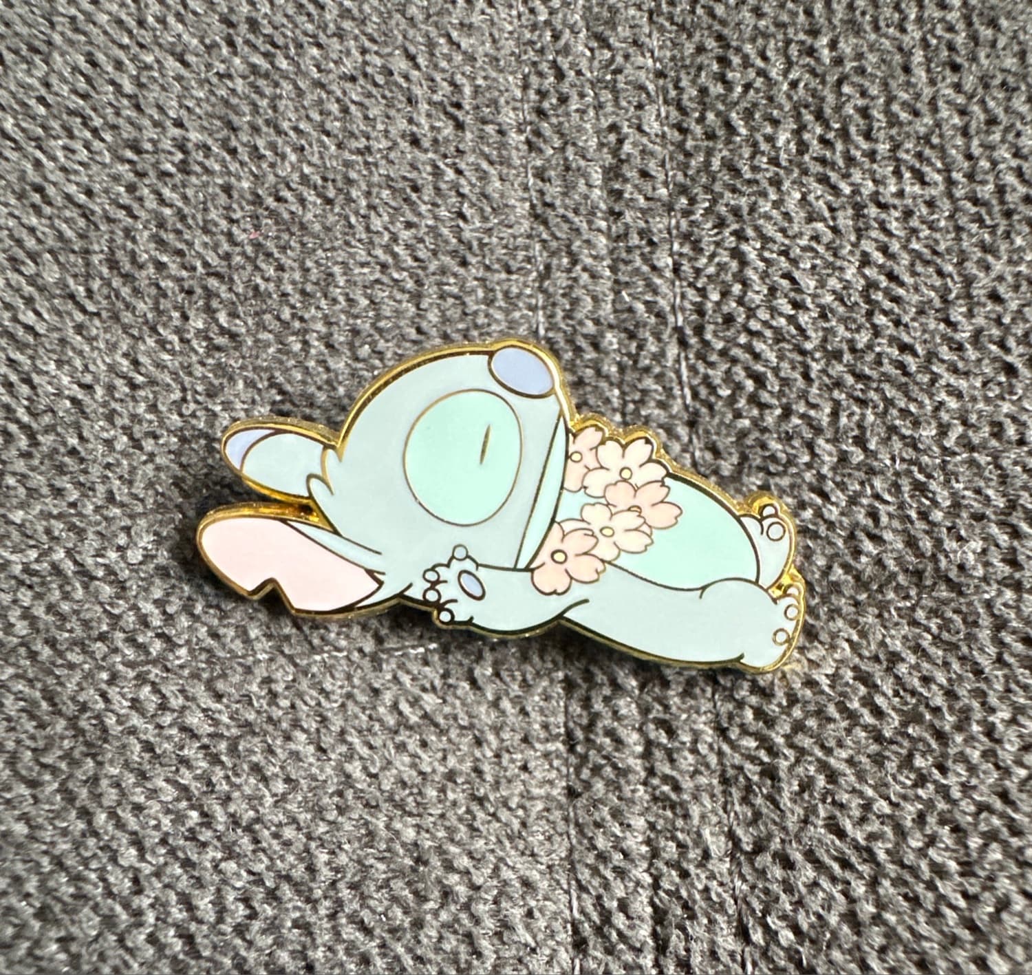 Sleeping Stitch with cherry blossom Lei