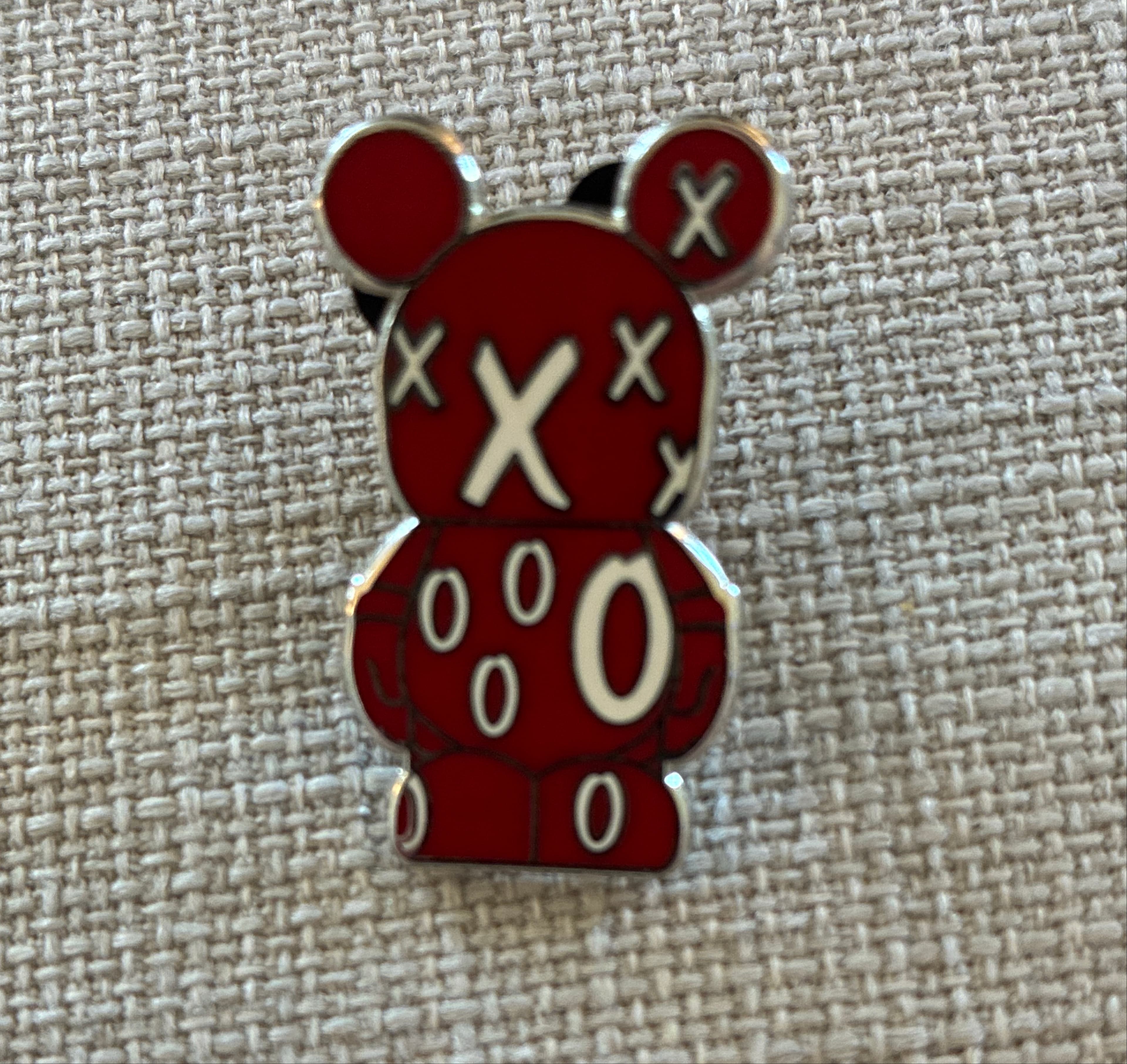 KAWS Companion (Mickey Mouse Inspired) Enamel Pin - Red