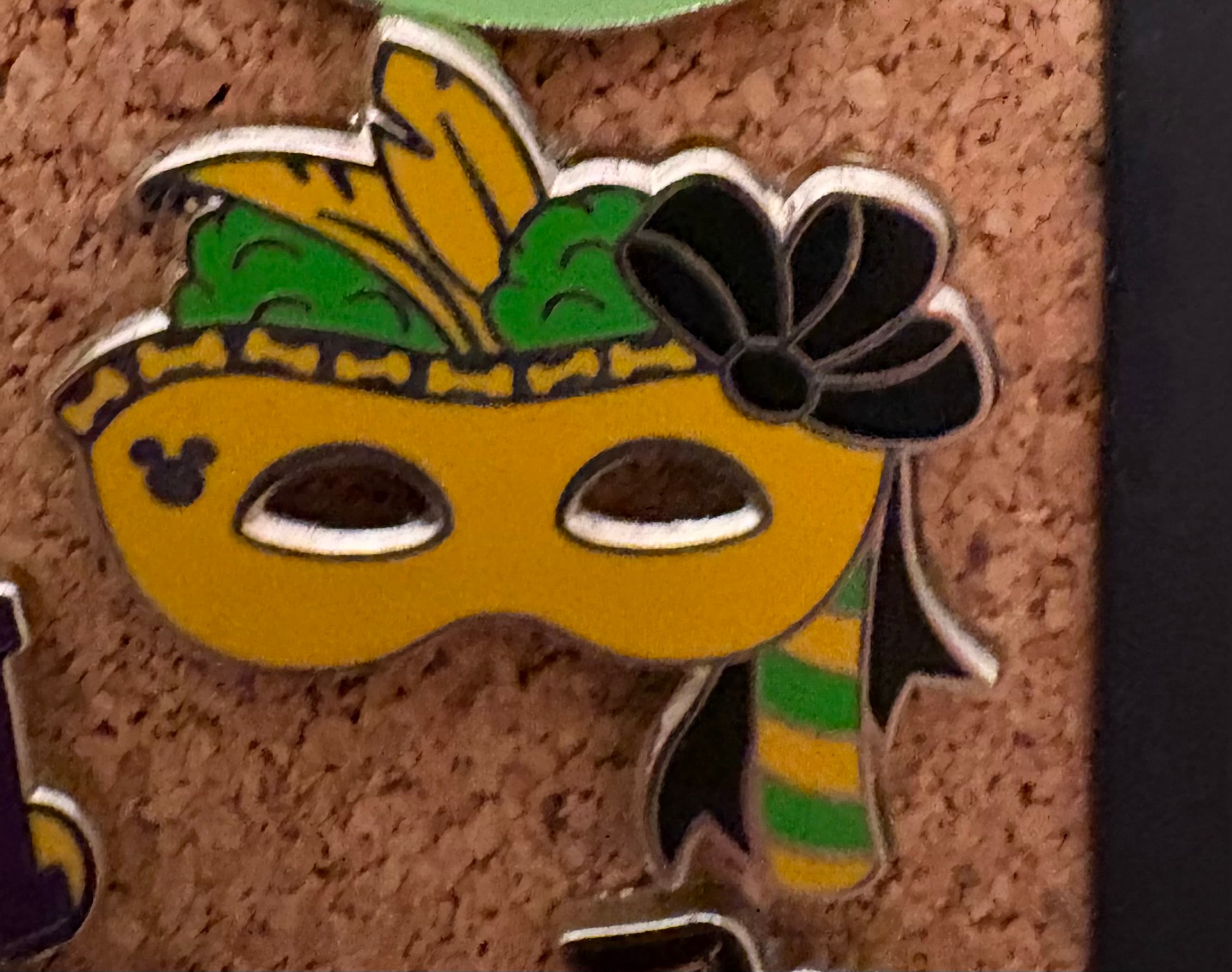 Mardi Gras Mask Hidden Mickey Pin front