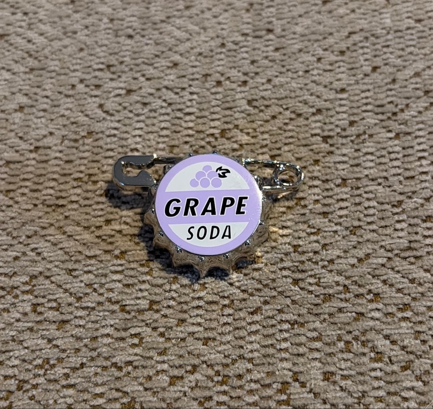 Ellie's Grape Soda Bottle Cap Pin - Up