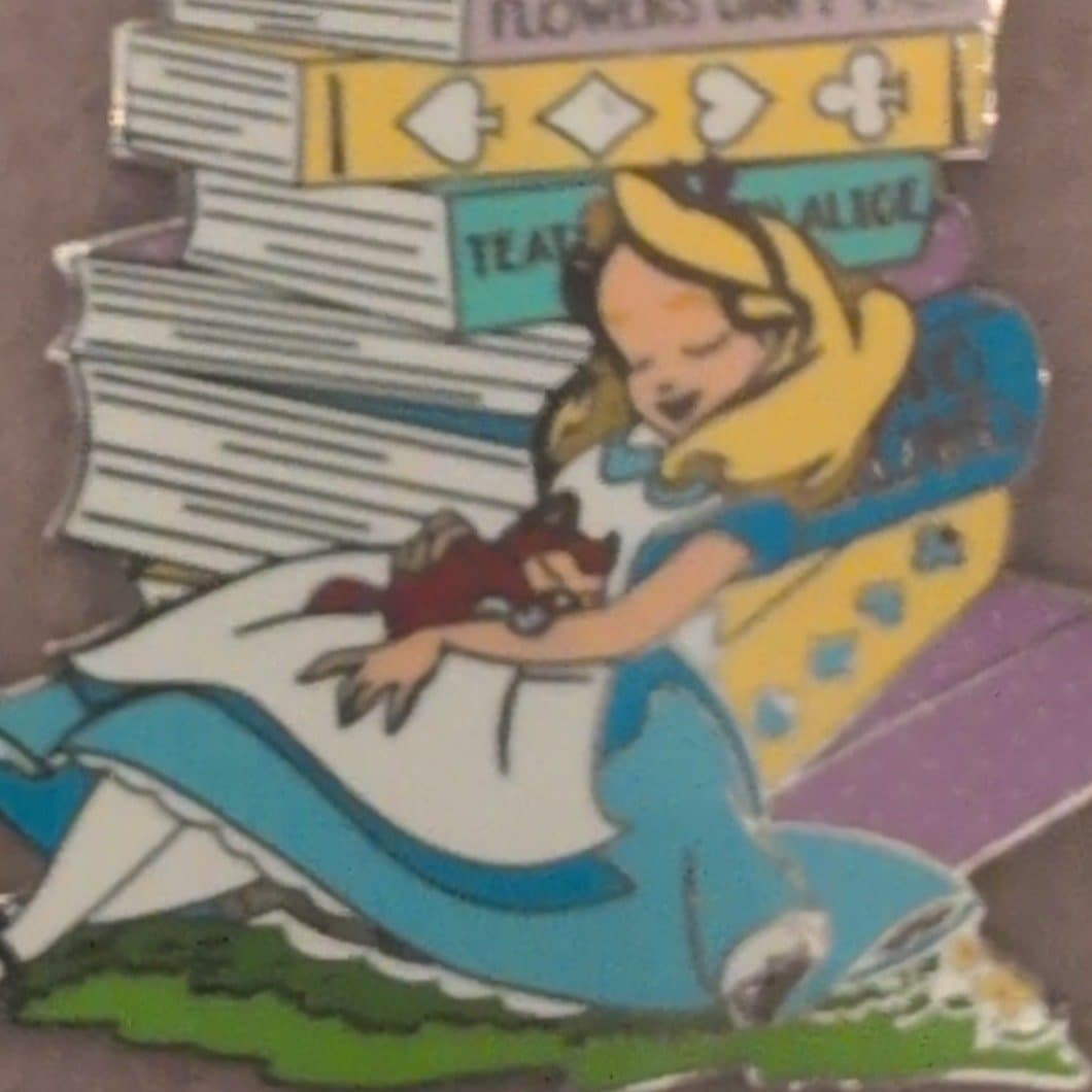 Disney Parks Alice In Wonderland and Dinah Sleeping Flowers Can't Talk Pin front