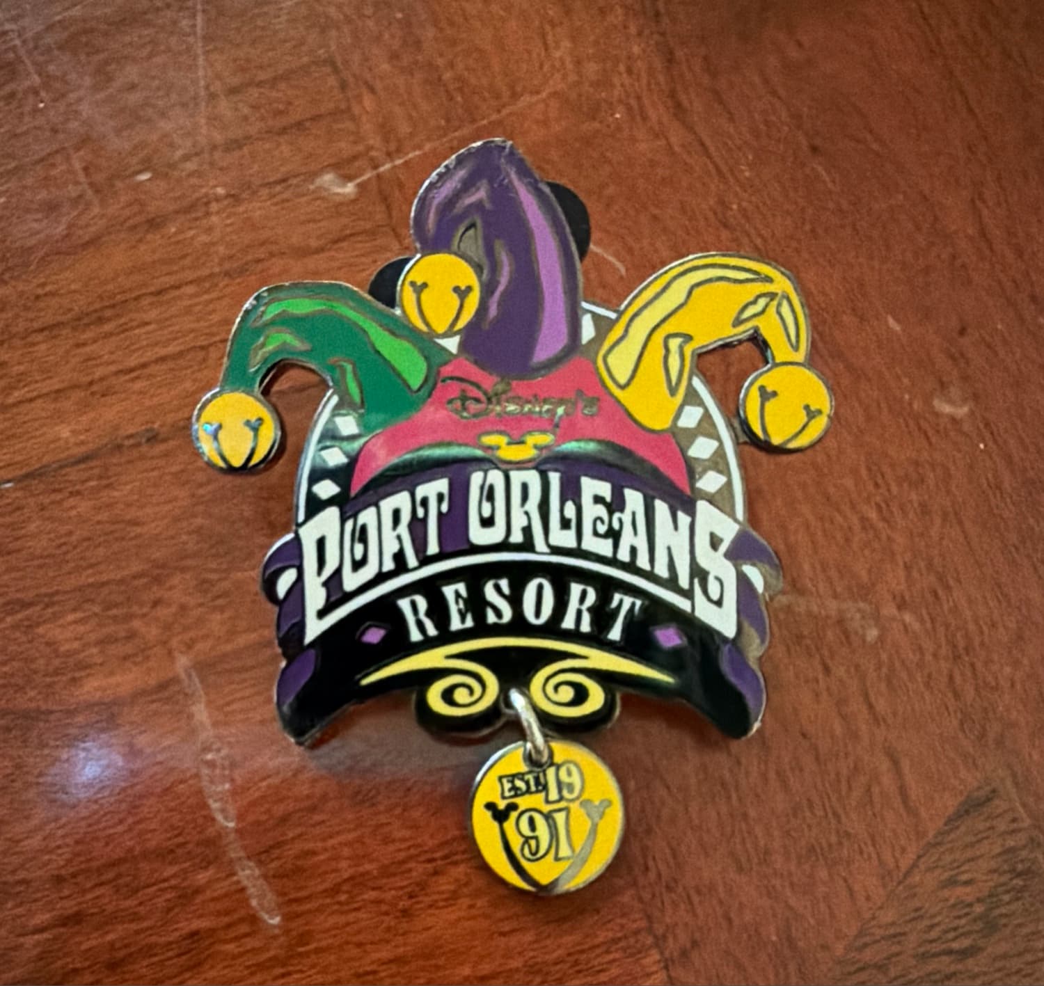 Disney's Port Orleans Resort Jester Hat Dangle Pin - Est. 1991