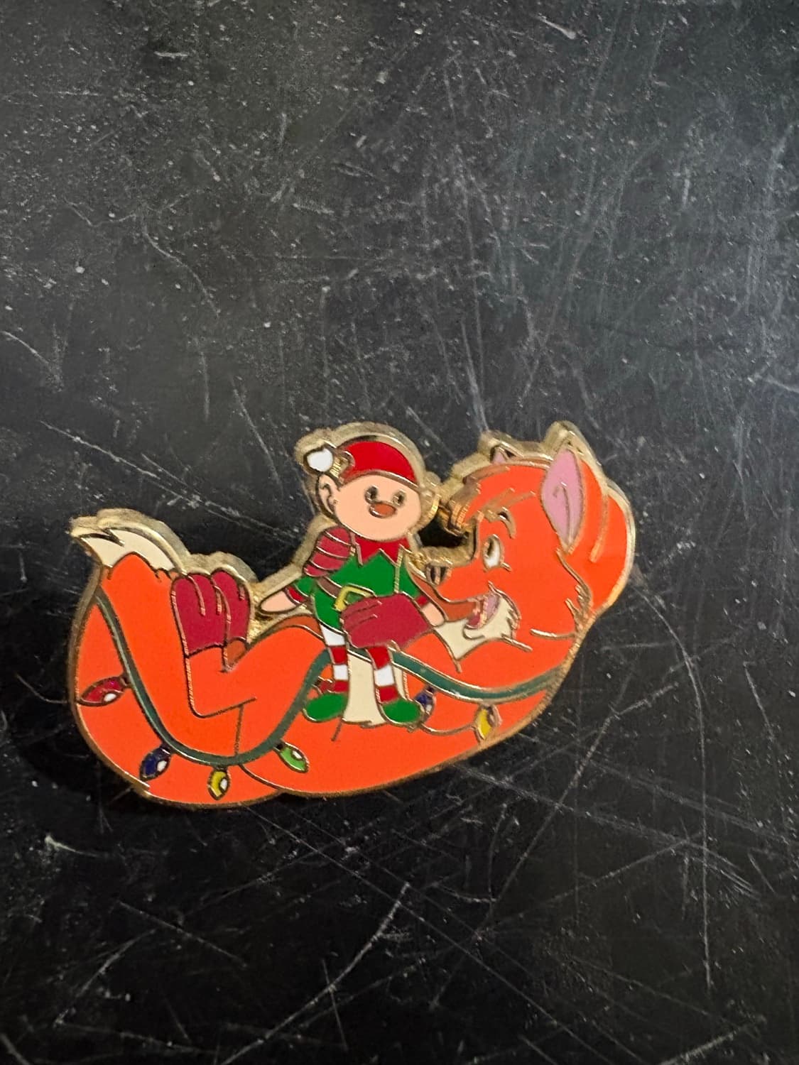 Todd and Elf with Christmas Lights Pin