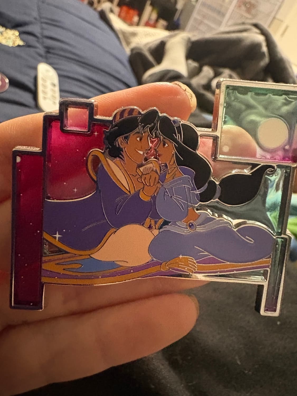 2025 Disney Parks The Most Magical Place On Earth Aladdin & Jasmine Pin front