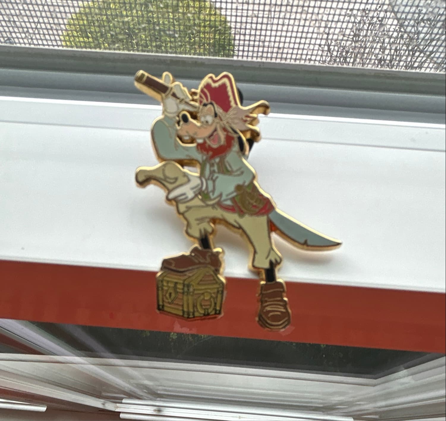 Pirate Goofy with Spyglass and Treasure Chest