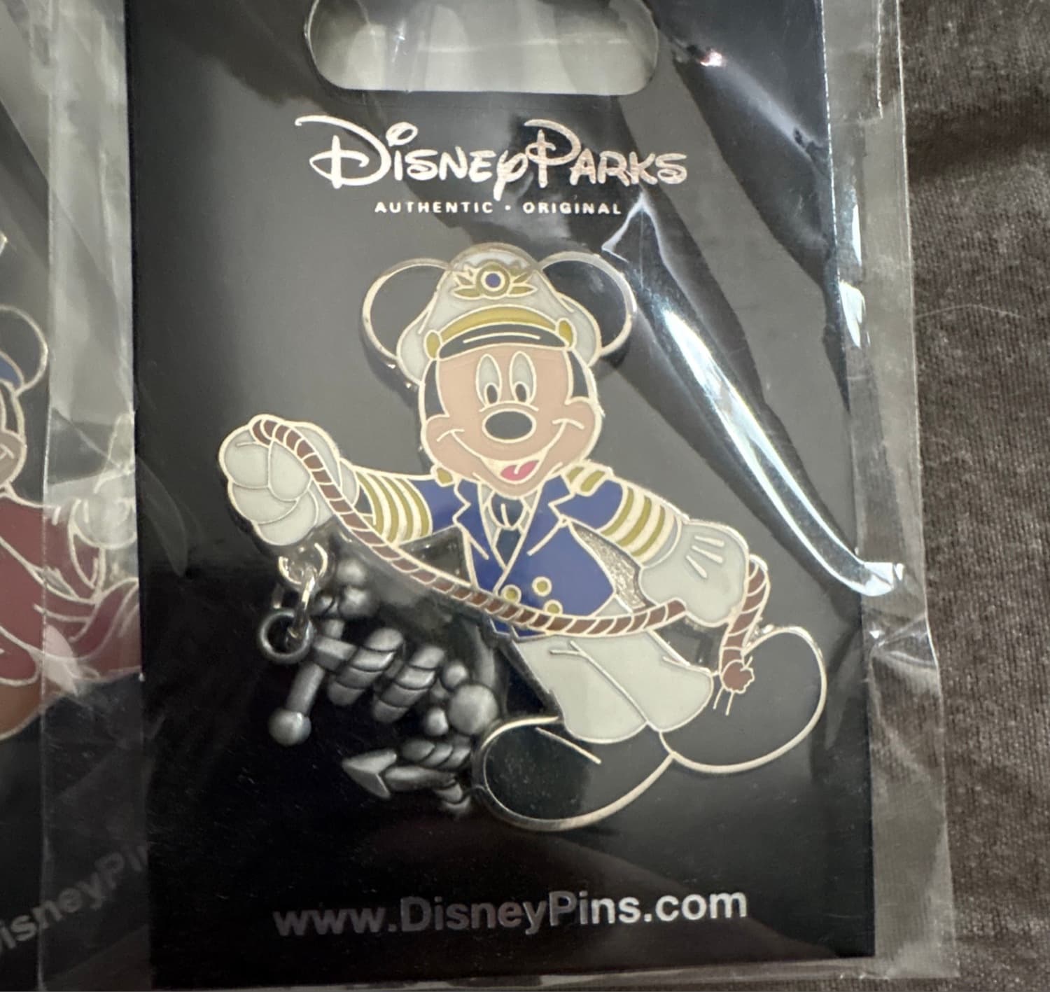 Captain Mickey Mouse with Anchor Dangle Pin