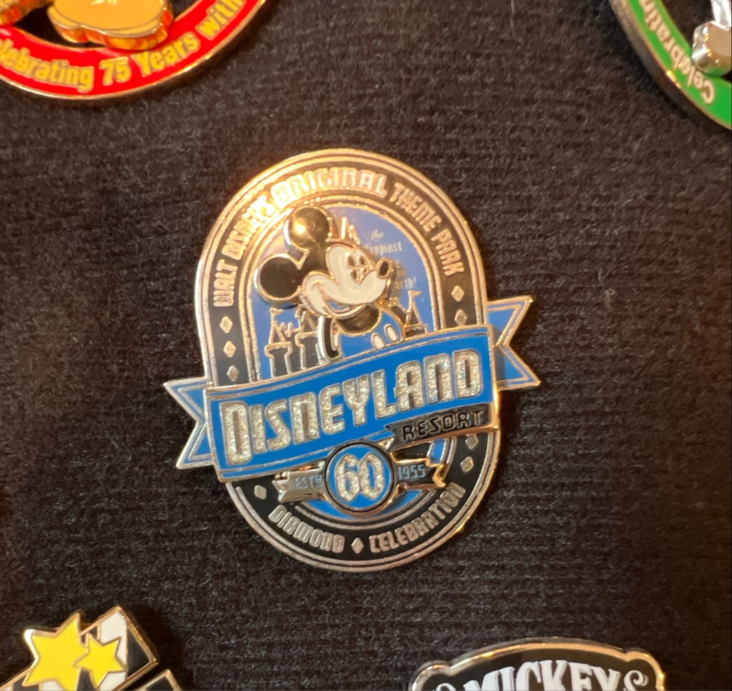 Mickey Mouse Disneyland 60th Diamond Celebration Castle Pin front