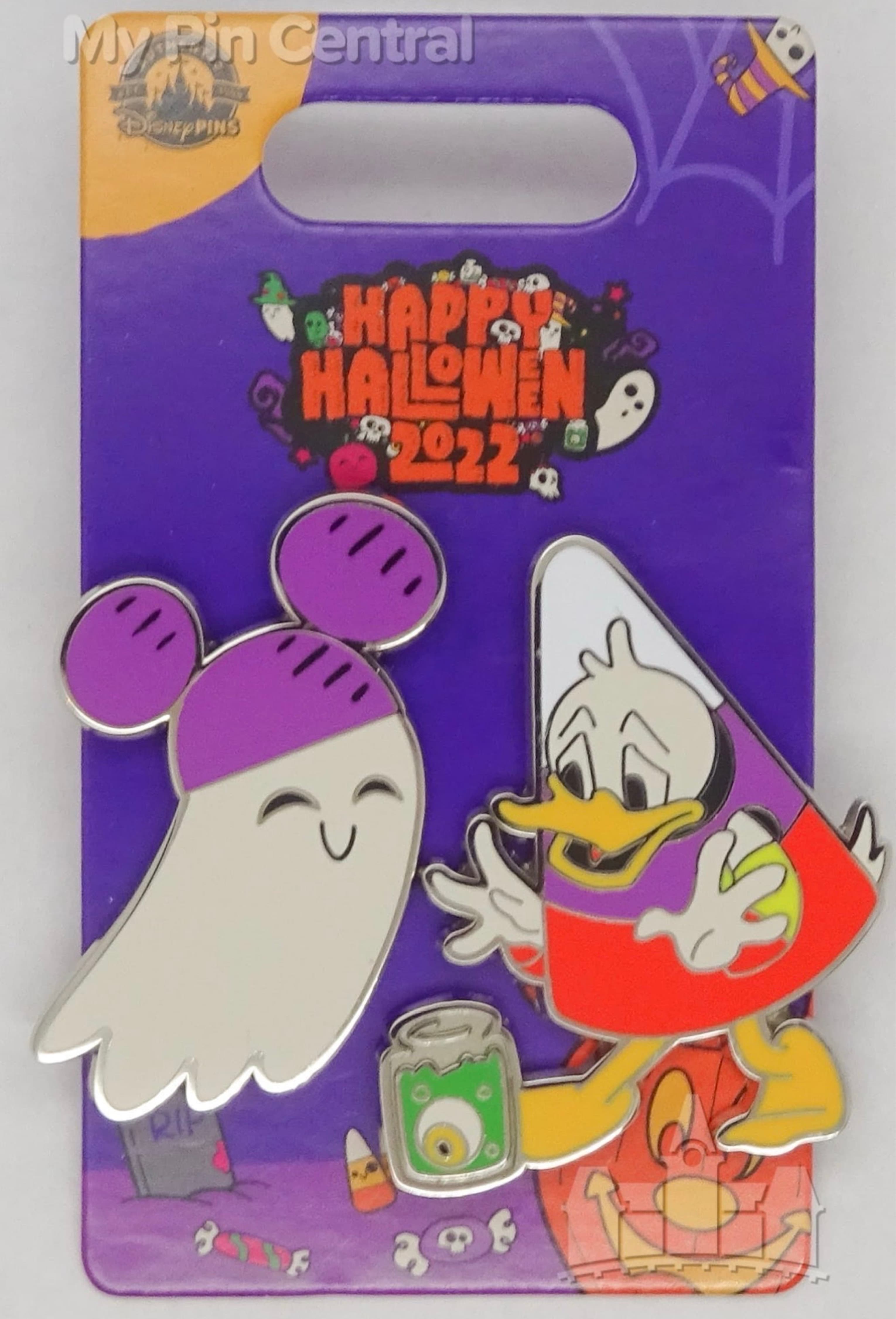 Donald Duck Candy Corn & Mickey Ghost Halloween 2022 2-Pin Set front