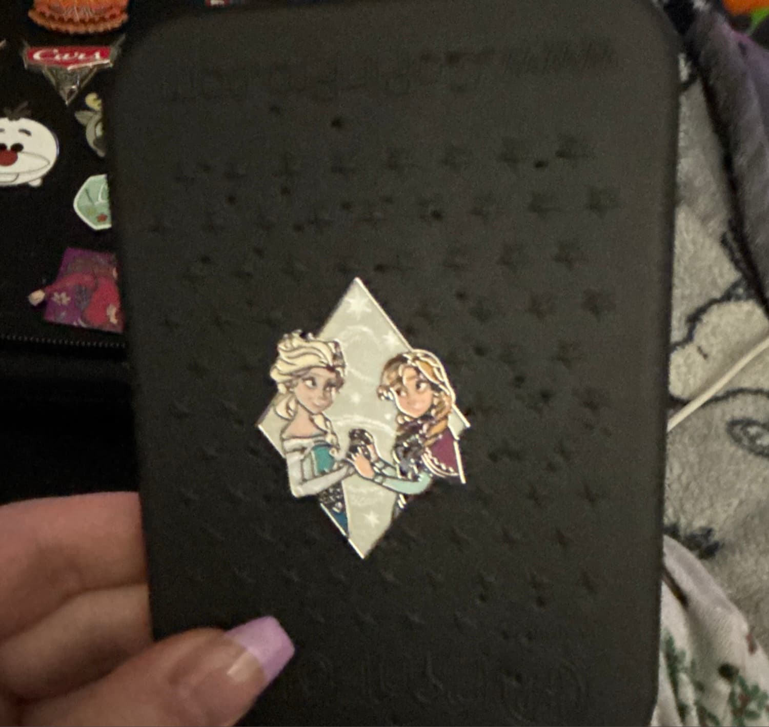 Anna and Elsa Diamond Pin front