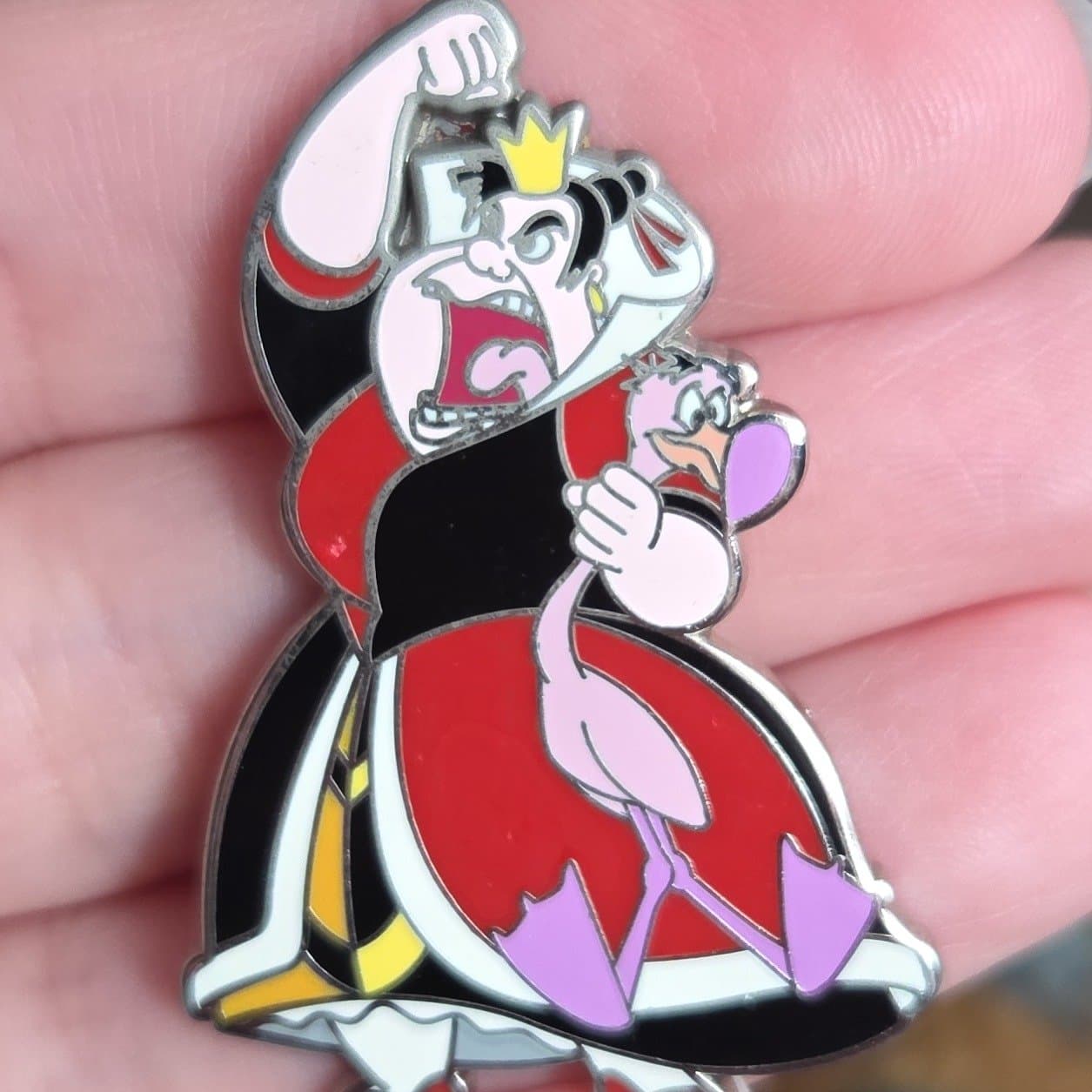 Queen of Hearts holding a Pink Flamingo front
