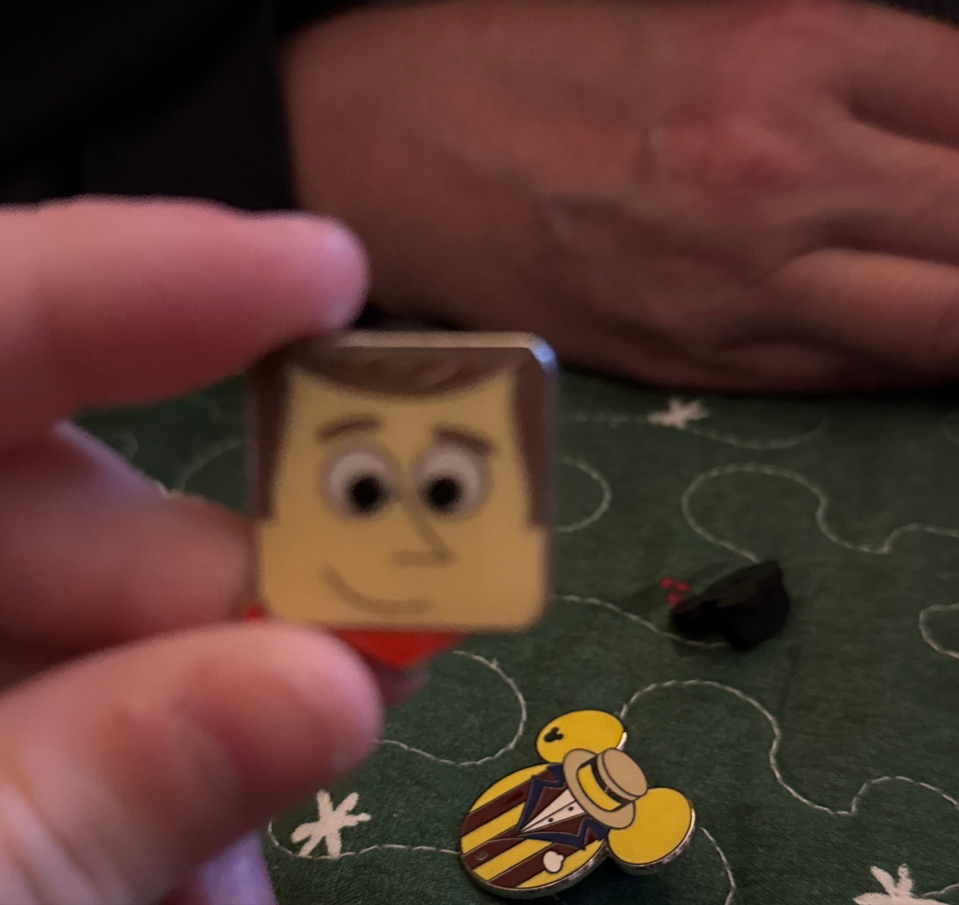 Woody Square Face Pin front