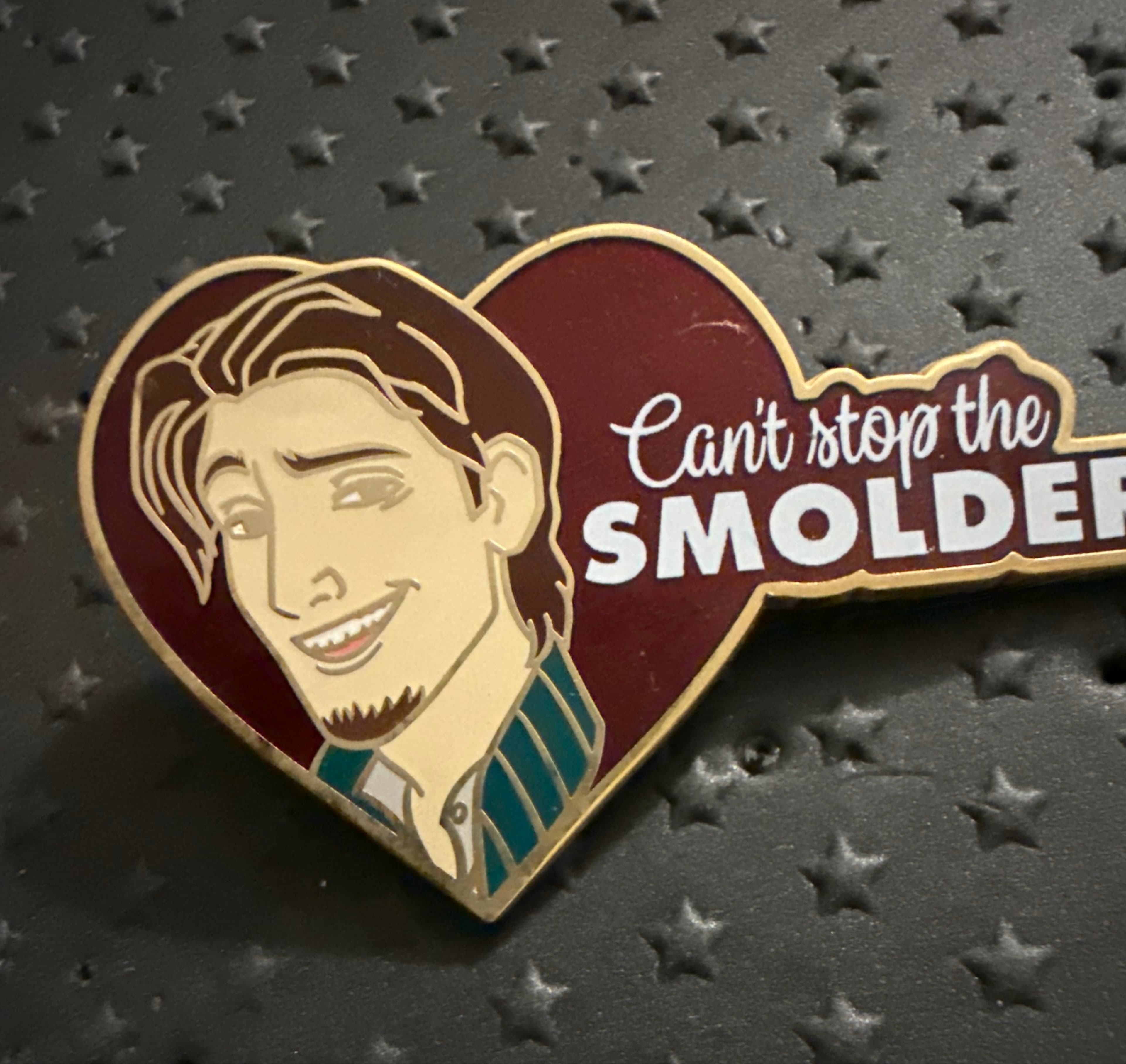 Flynn Rider "Can't Stop The Smolder" Heart Pin front