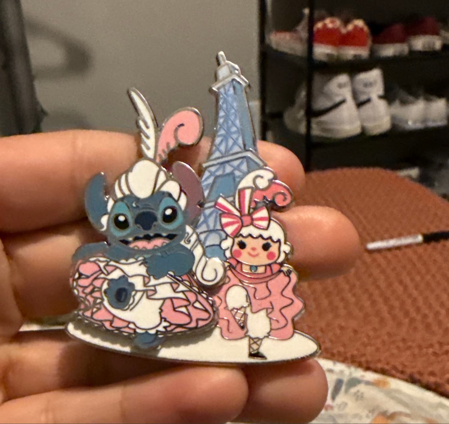 Disneyland Paris Stitch & Girl Can-Can 'It's a Small World' Pin with Eiffel Tower