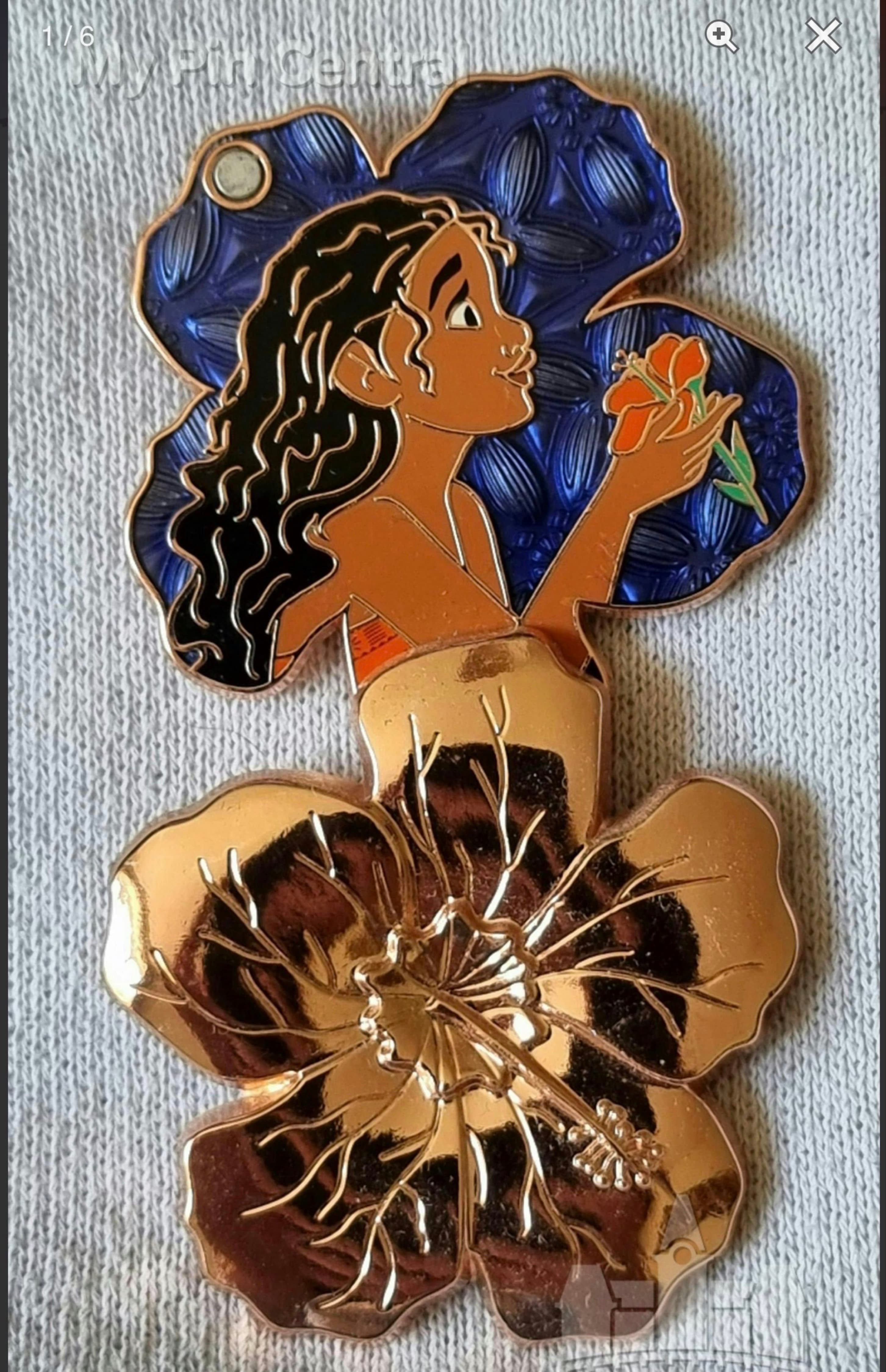 Moana Beautiful Florals Hinged Hibiscus Flower Pin front