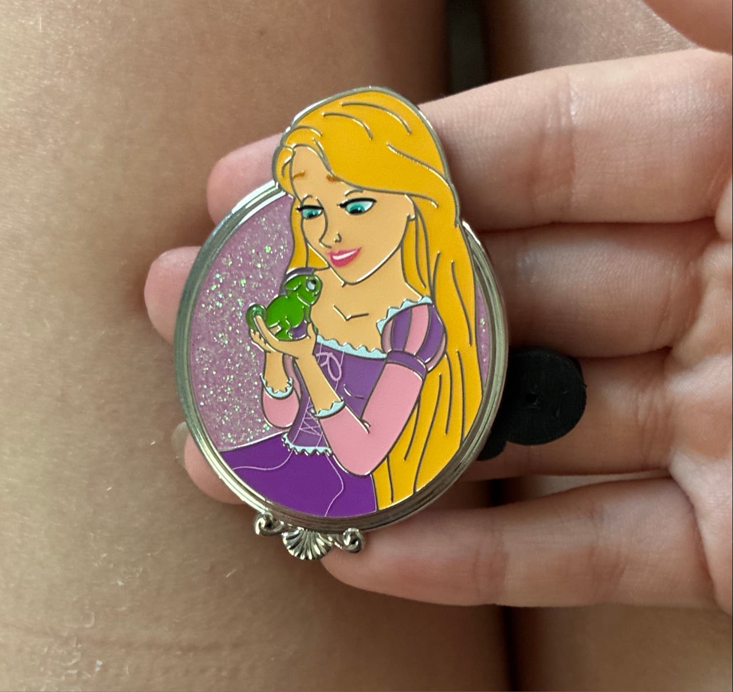 Rapunzel and Pascal Compact Mirror Pin