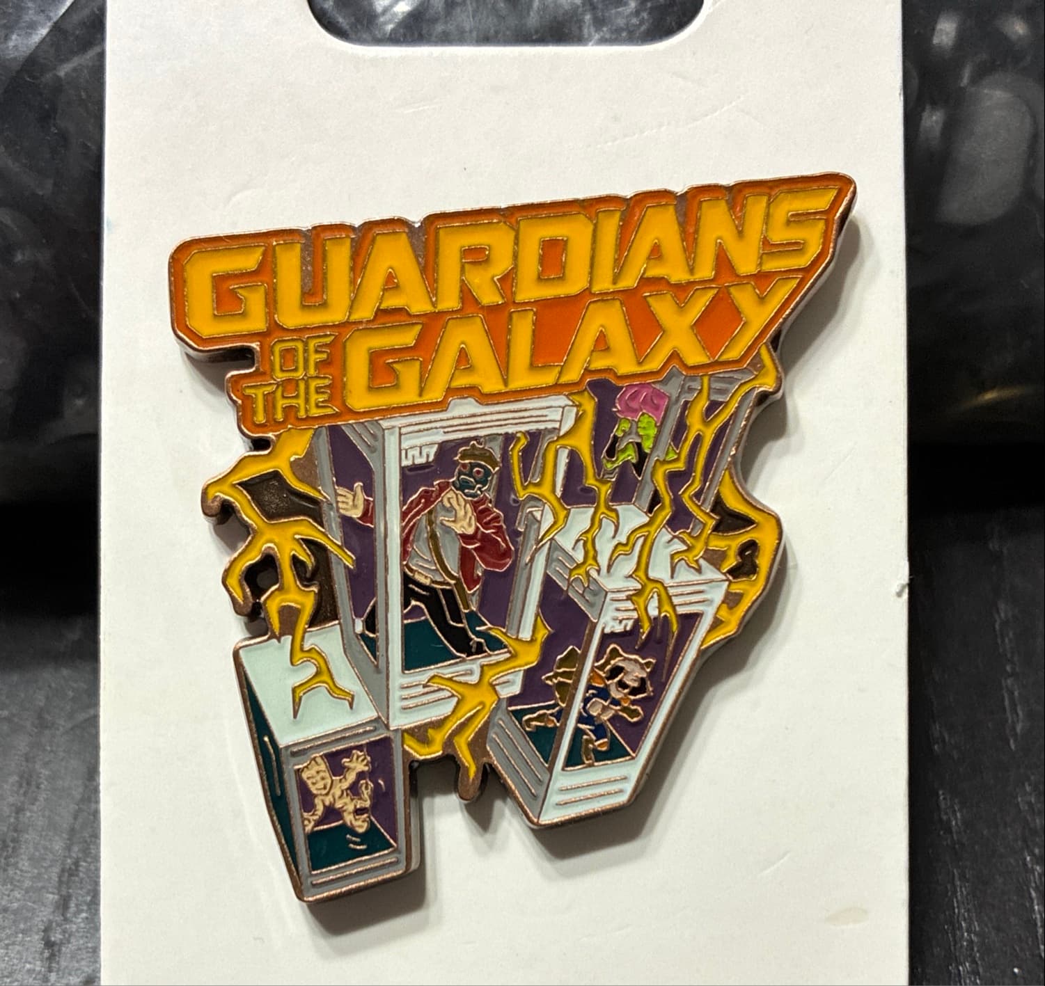 Guardians of the Galaxy Star-Lord Gamora Rocket Groot Framed Pin front